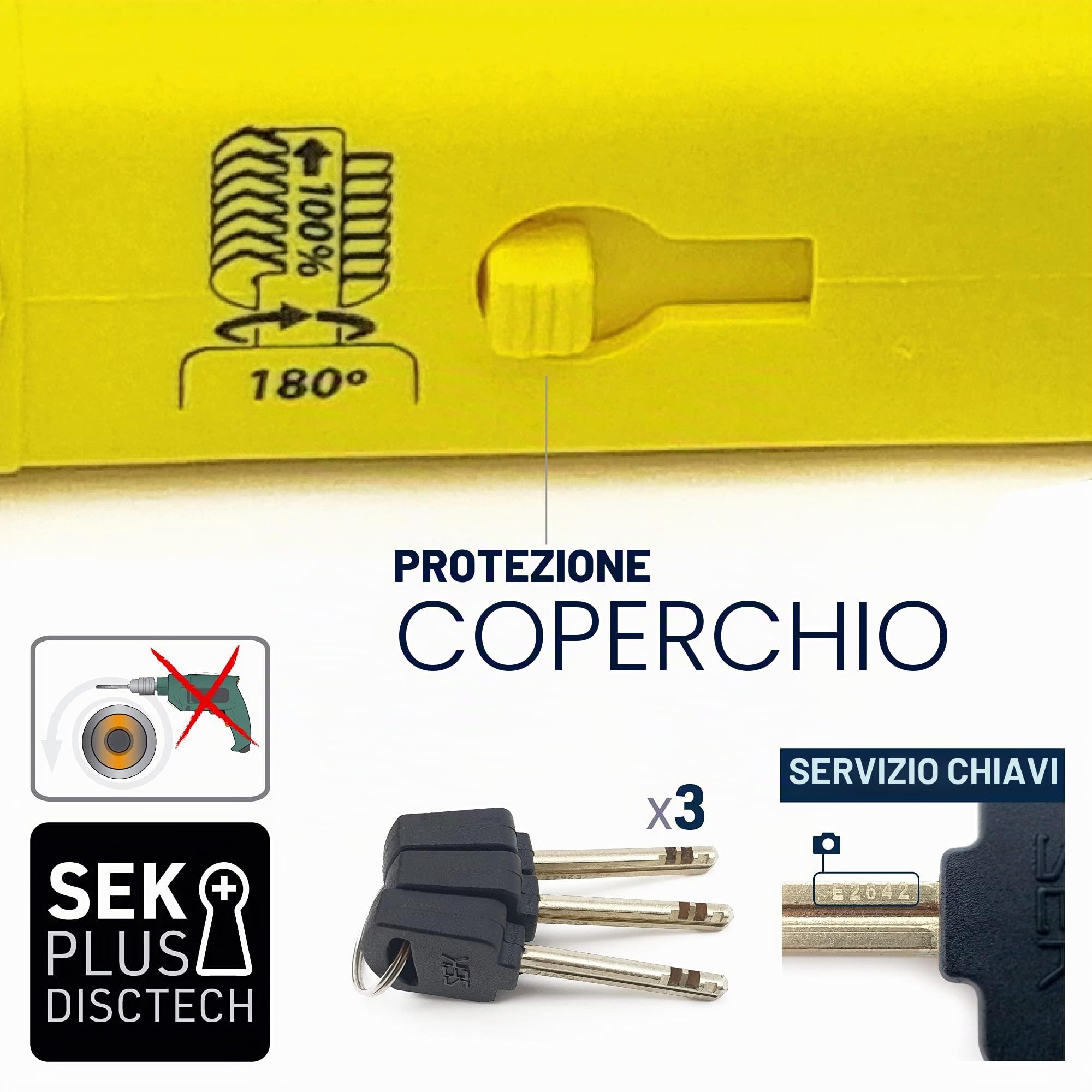 URBAN UR85250Y Lucchetto a U per Alta Sicurezza Omologato SRA, Arco ø18 in Acciaio Cementato, Doppio Blocco Antigraffio, Guscio Visibile e Accattivante, U Lock Antifurto 85x250mm per Moto e Scooter