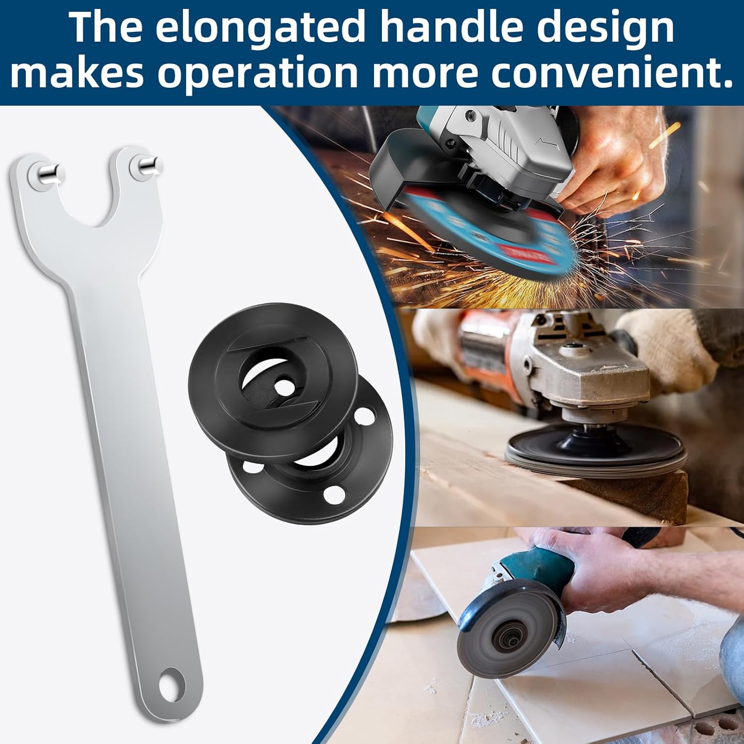 7PCS IALTMEI Angle Grinder Nut ＆ Angle Grinder Wrench Set， Premium 5/8-11 Flange Metal Lock Nut, Compatible with Dewalt, Milwaukee, Makita1, Metabo, Bosch, Ryobi, Black Decker 4.5" 5" Grinder Parts