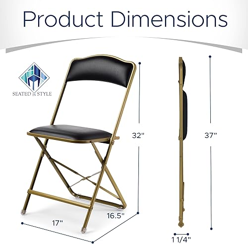Miniatura 2 de Sillas plegables con asientos acolchados, paquete de 4, sillas plegables con marco de acero resistente, elegantes sillas de puente para fiestas,