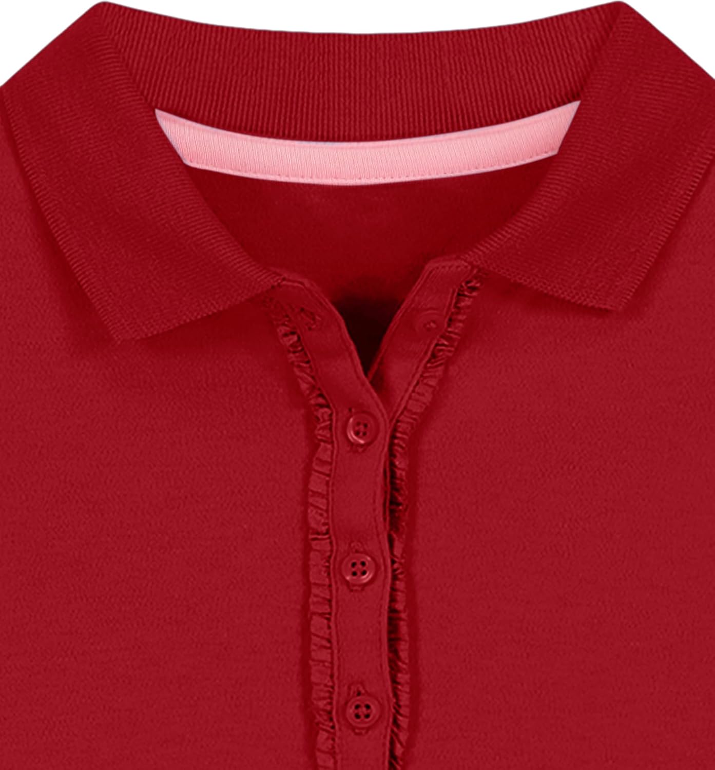 NAUTICA Girls' Uniform Long Sleeve Polo with Ruffle Placket - Image 2