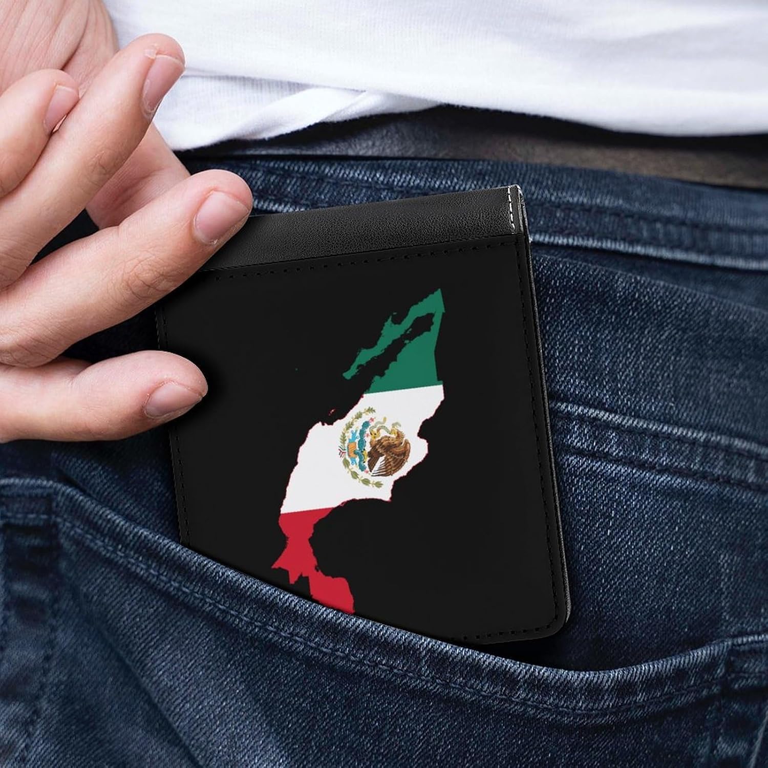 Mexico Map Flag Novelty Wallet Soft Slim Front Pocket Bifold Purse with ID Credit Card Holder
