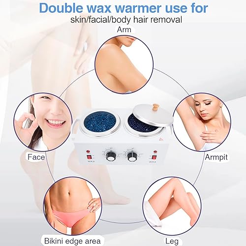 Miniatura 4 de Calentador de doble cera profesional para depilación, calentador de cera eléctrico, calentador de cera doble, profesional con temperatura ajustable