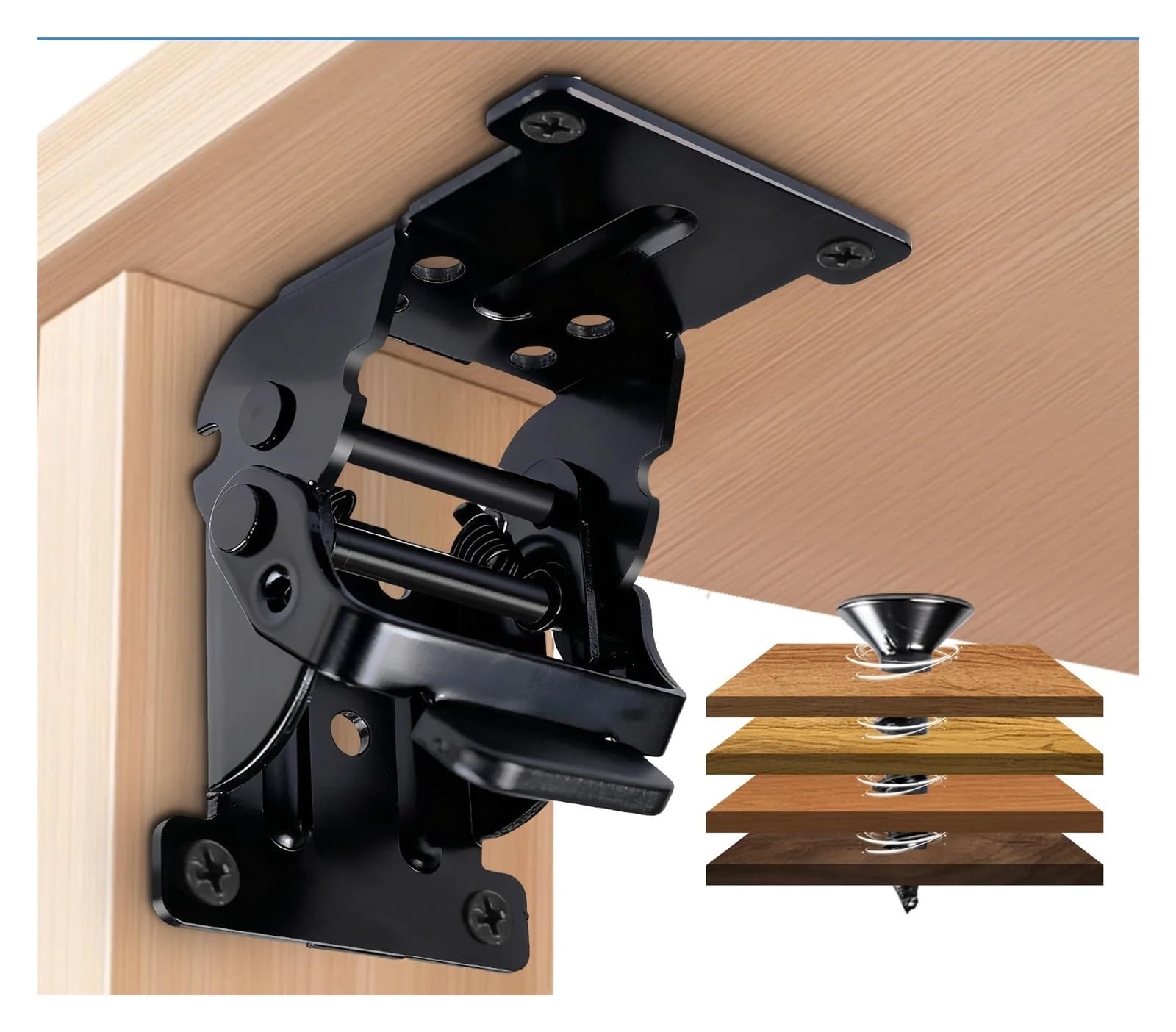 Cerniere Pieghevoli Autobloccanti A 180° Ispessite 4 Pezzi | Struttura Solida E Ispessita, Cerniere Autobloccanti A 180° For Tavoli E Sgabelli(8PC silver)