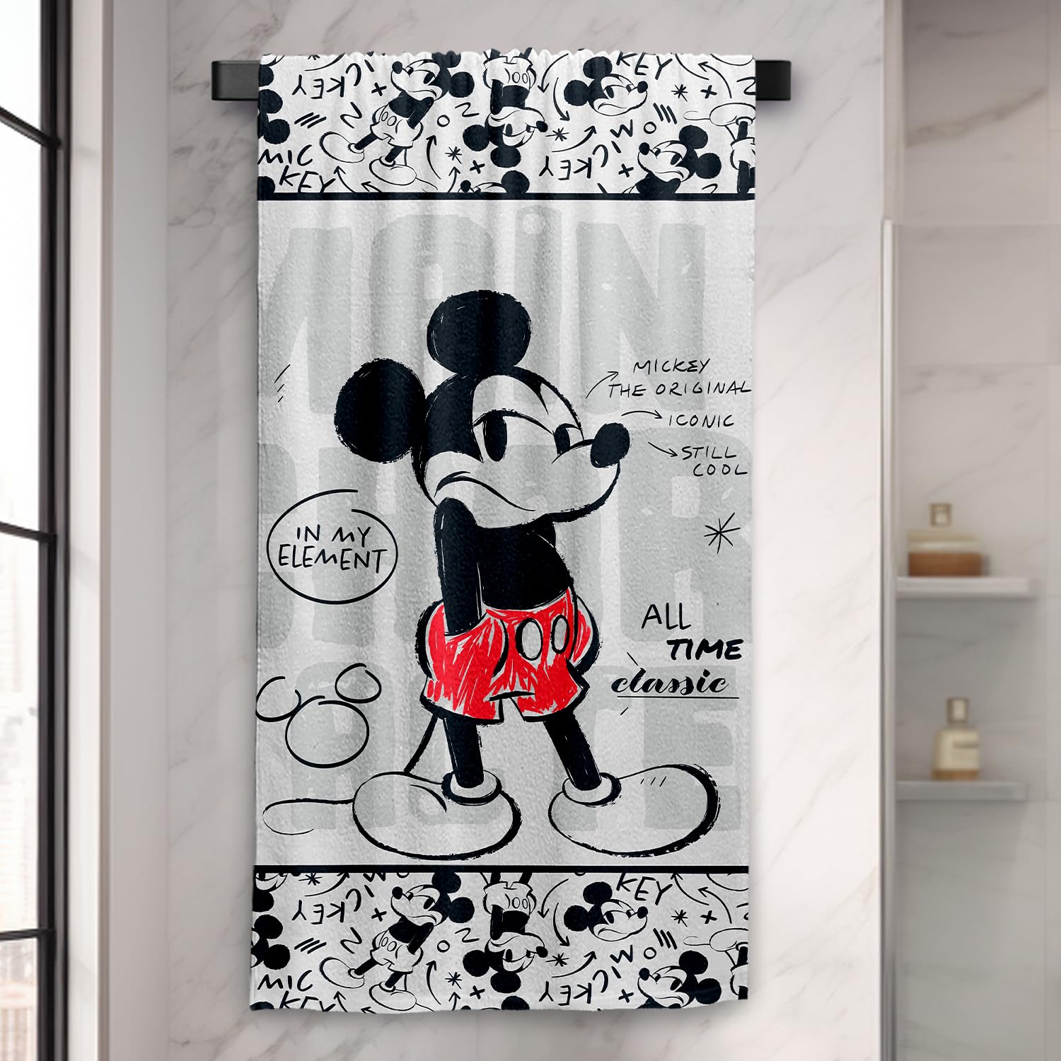 Sassoon Disney Mickey Mouse Cotton Bath Towels for Kids & Adults