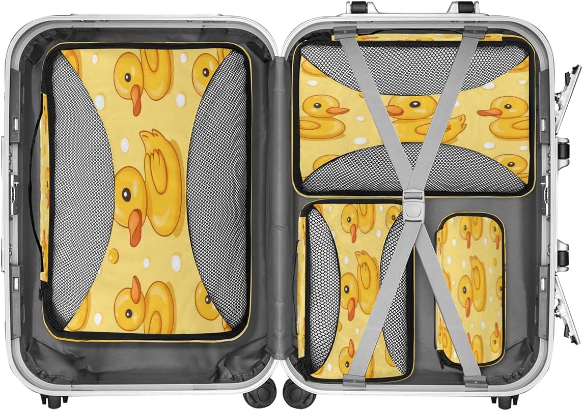 Little Yellow Duck 4 Set Packing Cubes Packing Cubes for Women Lightweight Travel Essential Bag Clothes Carry on Suitcase Bags for Accessories Essentials