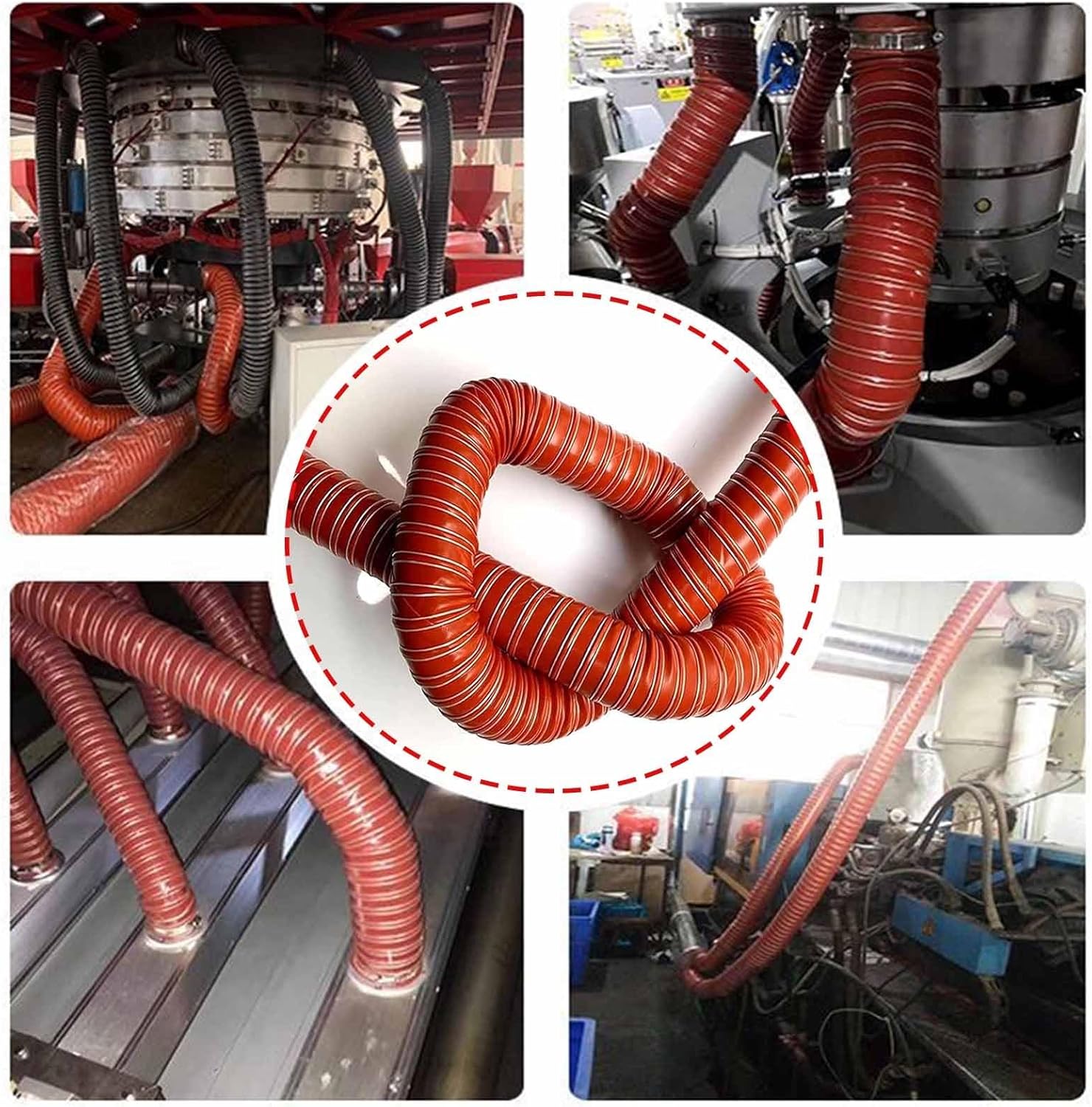 6.5 6ft Automotive Air Duct Hose, Light Duty Extraction & Blow Vent Duct with Steel Wire Long for Car, Garage,Industrial Fumes, Dryer Air System(L2m,LD51mm)