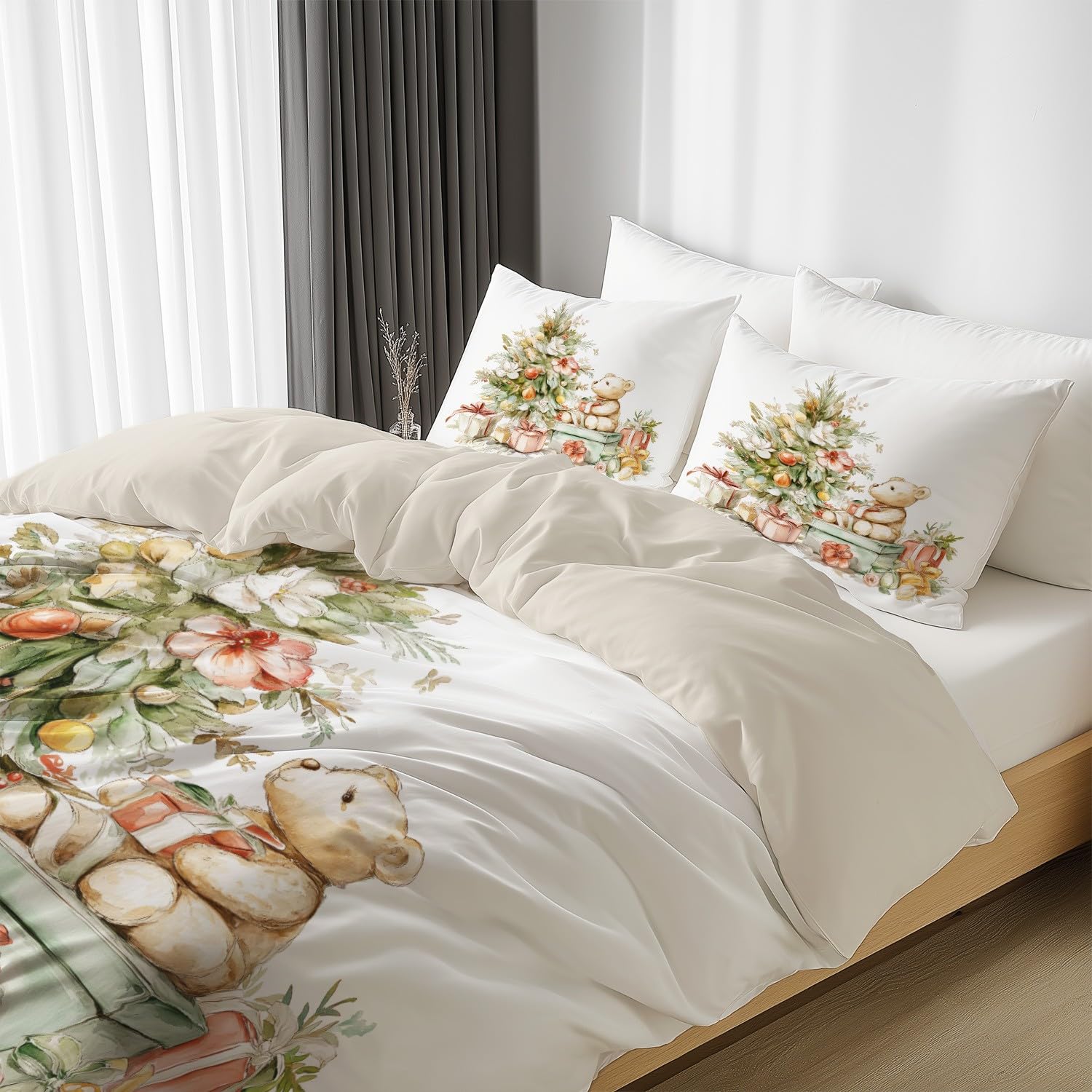 Funda Nórdica Cama 90 Funda de Edredón Blanco de Microfibra Juego de Cama para Adulto Cartoon festividad Regalos Reversible Ropa de Cama con Cremallera y Fundas de Almohada 50x75 CM