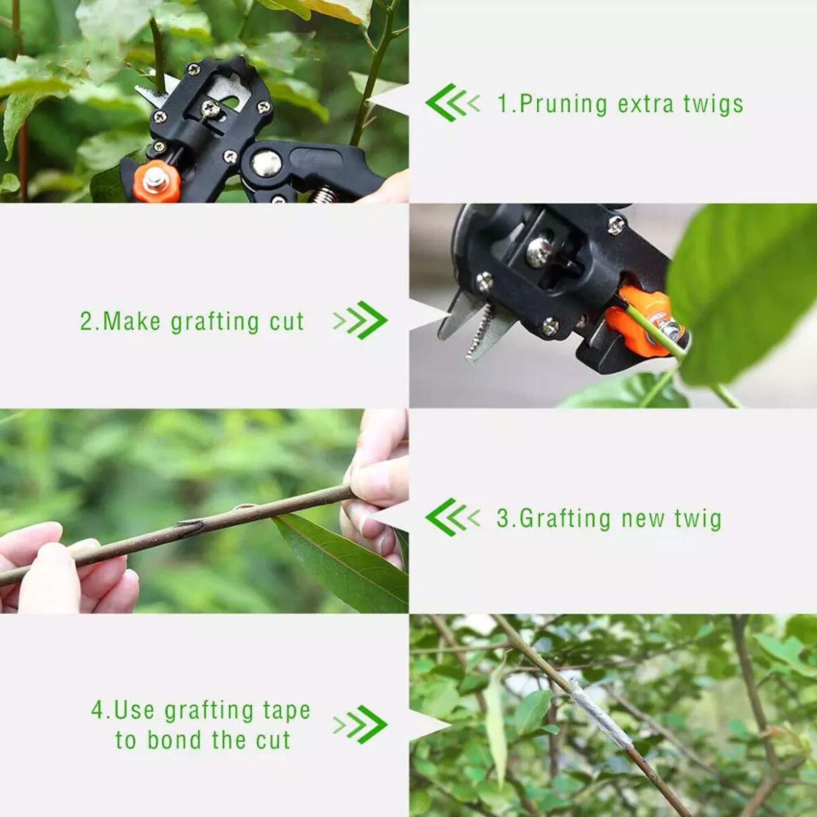 Forbici per Innesto e Potatura Forbici Innesto, Giardino Innesto Kit Professionali Cesoia Forbici da Potatura Set da Giardinaggio per Alberi da Frutto/pianta/ramo, Alto Tasso di Sopravvivenza,Nero