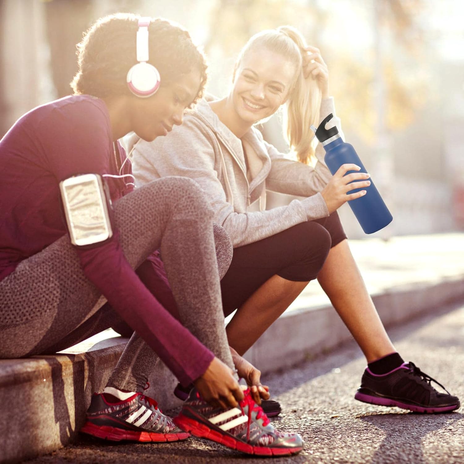 Neihepal 24oz Insulated Water Bottles Bulk 8 Pack,Stainless Steel Double Wall Sport Bottle with Straw Lid,Metal Reusable Thermoses Cup with Hand Cap for School,Cyclists,Hikers,Gift (Navy,Set of 8) - Image 7