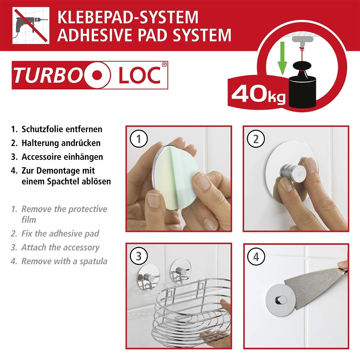 WENKO Turbo-Loc Badetuchstange Orea Shine, Befestigen ohne bohren, 2 lange Handtuchstangen für Badetuch & Handtücher, hochwertiger, rostfreier Edelstahl glänzend, 60 x 4,5 x 12 cm