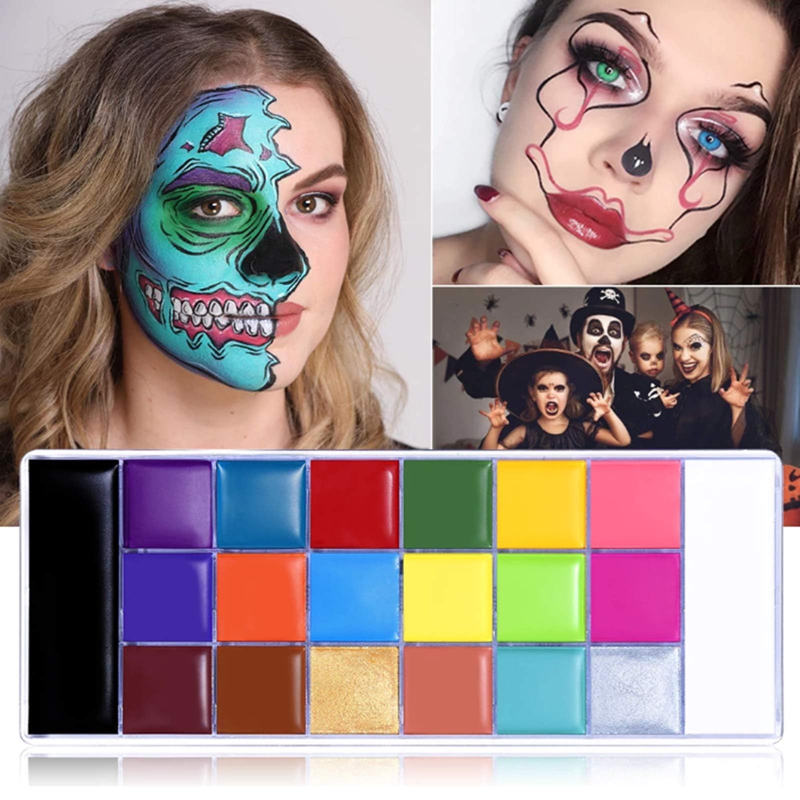 Beauty Searcher Palette de maquillage, 20 couleurs, peinture à l'huile professionnelle, tatouage flash, palette de maquillage avec 10 pinceaux