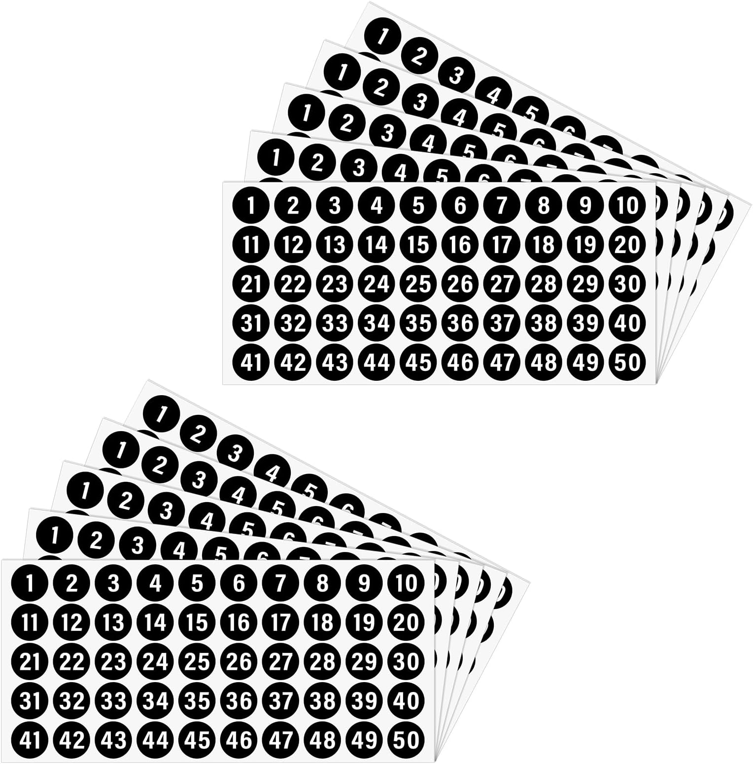 10 Sheets Small Number Stickers 1 to 50 Number Self Adhesive Stickers 1 Inch Round Black Vinyl Consecutive Numbers Stickers Tiny Number Inventory Stickers Waterproof Labels for Indoor and Outdoor