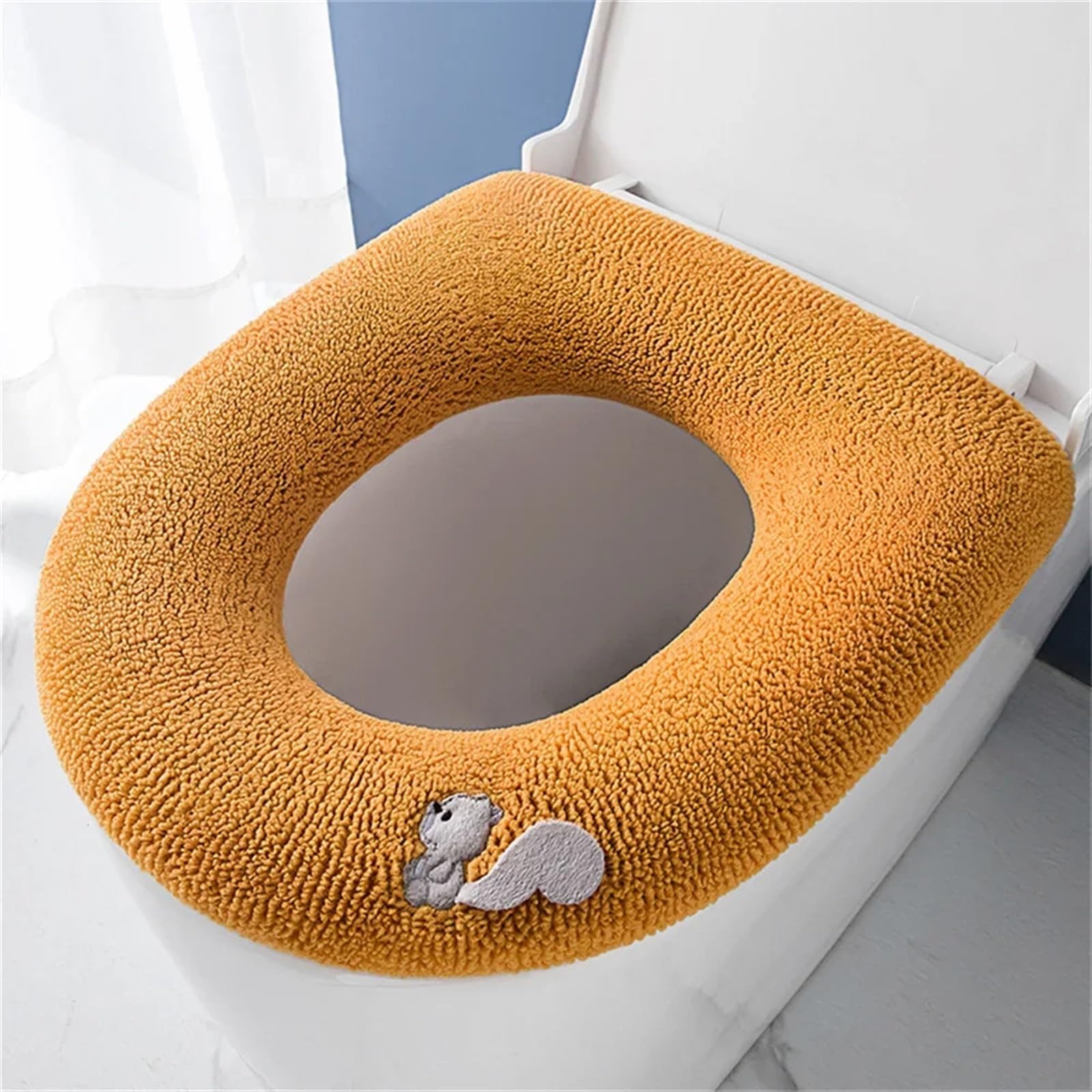 Funda de asiento de inodoro con patrón de ardilla para dar un toque alegre al hogar
