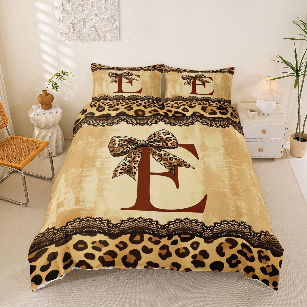 Housse de couette microfibre anti-plis Loussiesd 220x240cm parure lit guépard