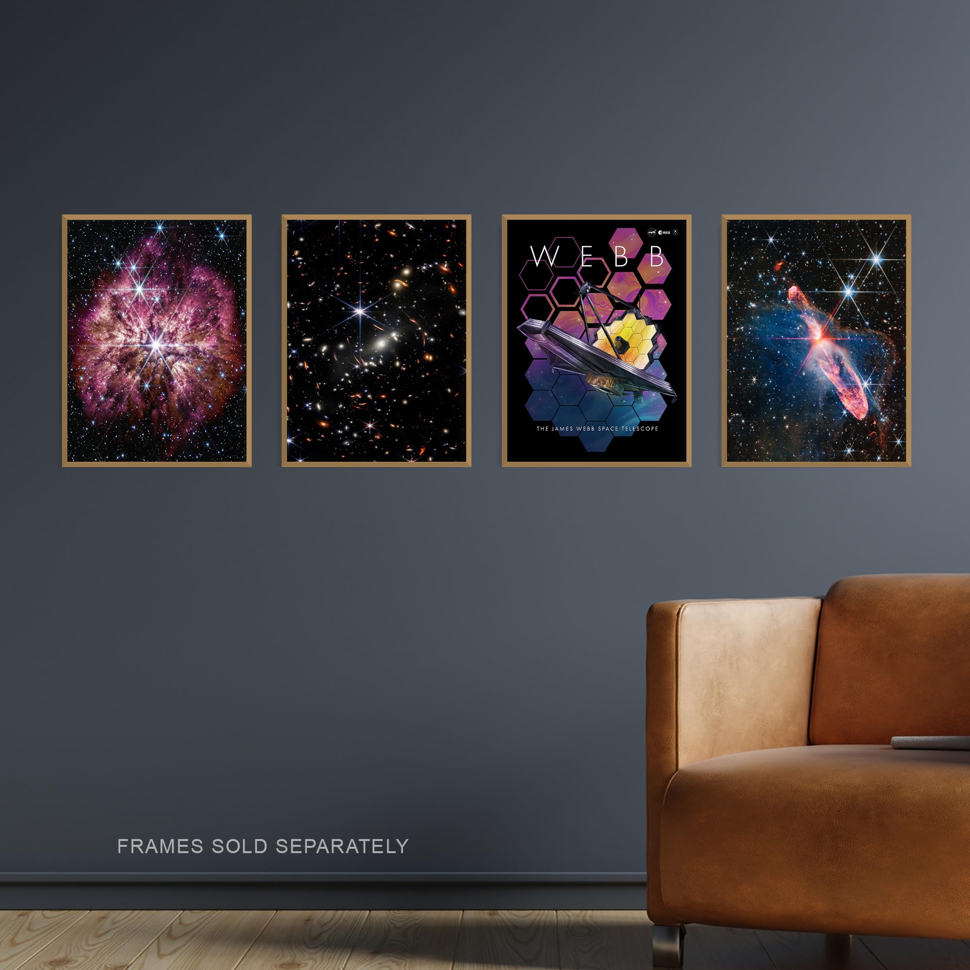 Artery8 Pack of 4 NASA James Webb Space Telescope Deep Field Image Galaxies Prelude to Supernova Actively Forming Stars Unframed A4 Wall Art Living Room Prints Set - Image 2