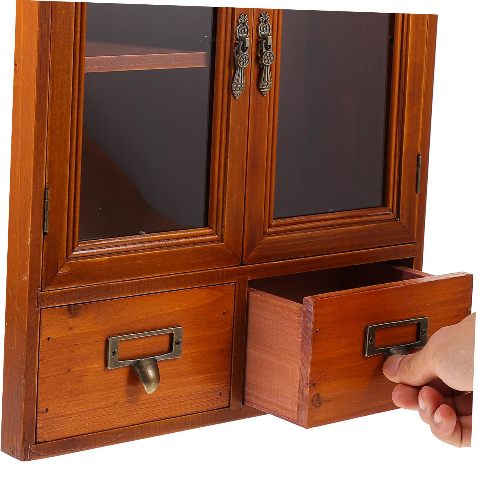 KICHOUSE Wandschrank Holz mit Zwei Türen Niedriger Aufbewahrungsschrank für Wohnzimmer Rustikaler Vintage Stil Multifunktionales Design für Zuhause
