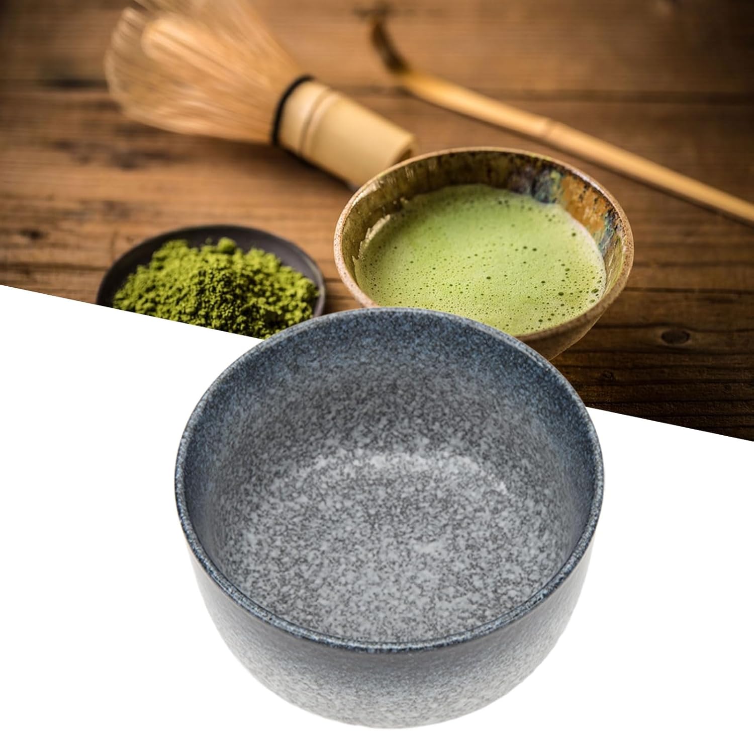 Tea Ceremony Set, Handmade Matcha Set Teaspoon Traditional Cultural Tea Bowl Safe Bamboo Easy Clean for Tea Making (Blue)