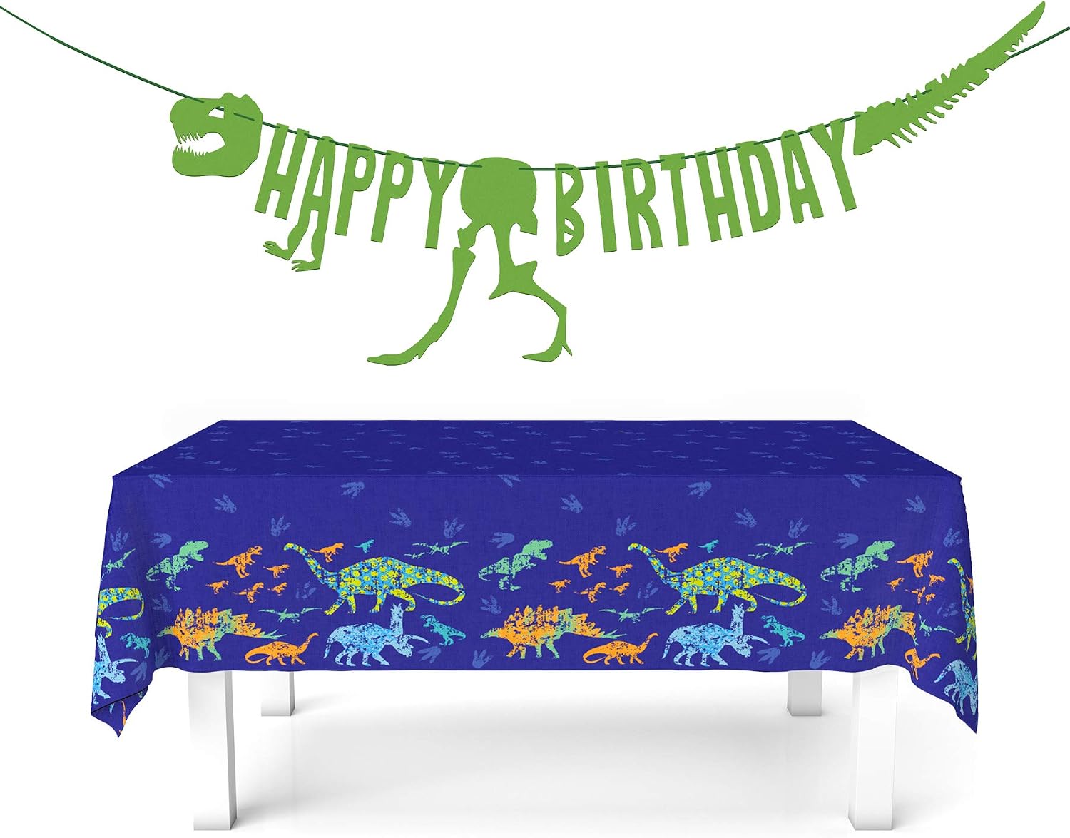 My Greca Dinosaur Party Supplies - ( Serves 16) - Dinosaur Decorations Set for Birthday Party - Plates, Cups, Napkins, Happy Birthday Banner, Table Cover, Utensil sets - TREX Bday Theme Pack