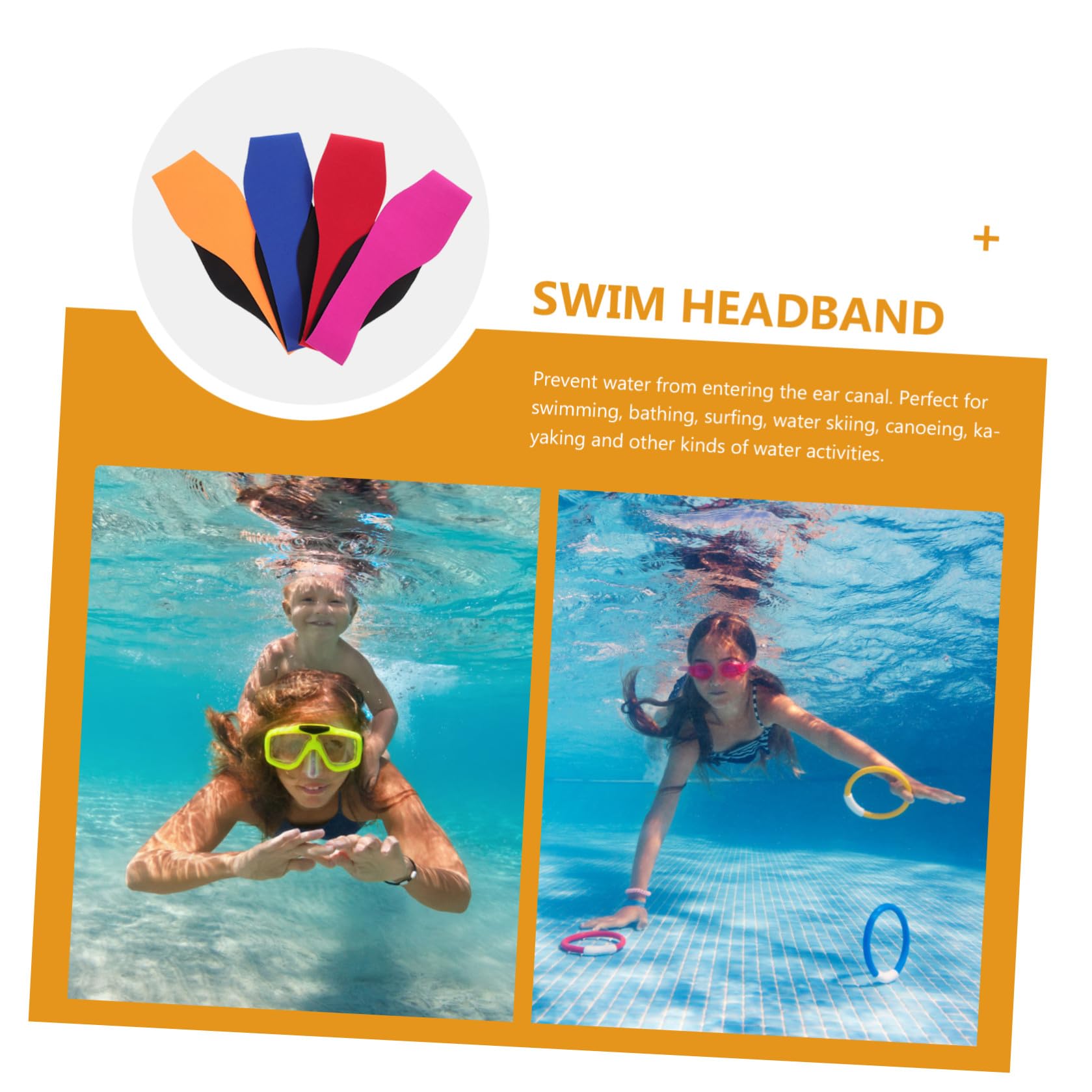 Toddmomy 16piezas Banda De Natación Ajustable Para Oídos Protección Para y Natación Material Neopreno Transpirable y Elástico Vibrantes