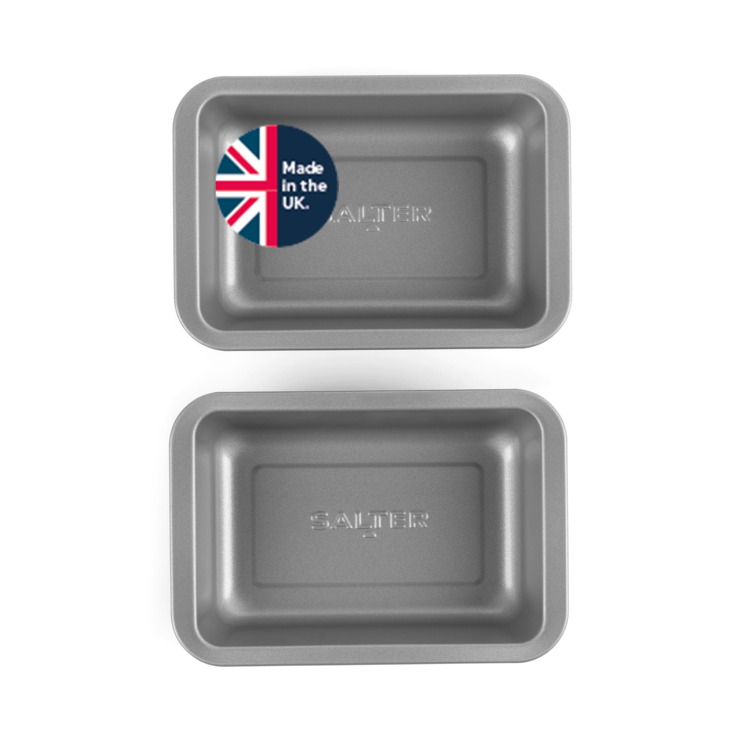Salter Essentials 2-Piece Rectangular Deep-Dish Set – 2 x 16.5cm Carbon Steel Trays, Dishwasher Safe, for Air Fryers & Ovens up to 220°C, Durable Design, Ideal for Small Portions, Sides & Desserts