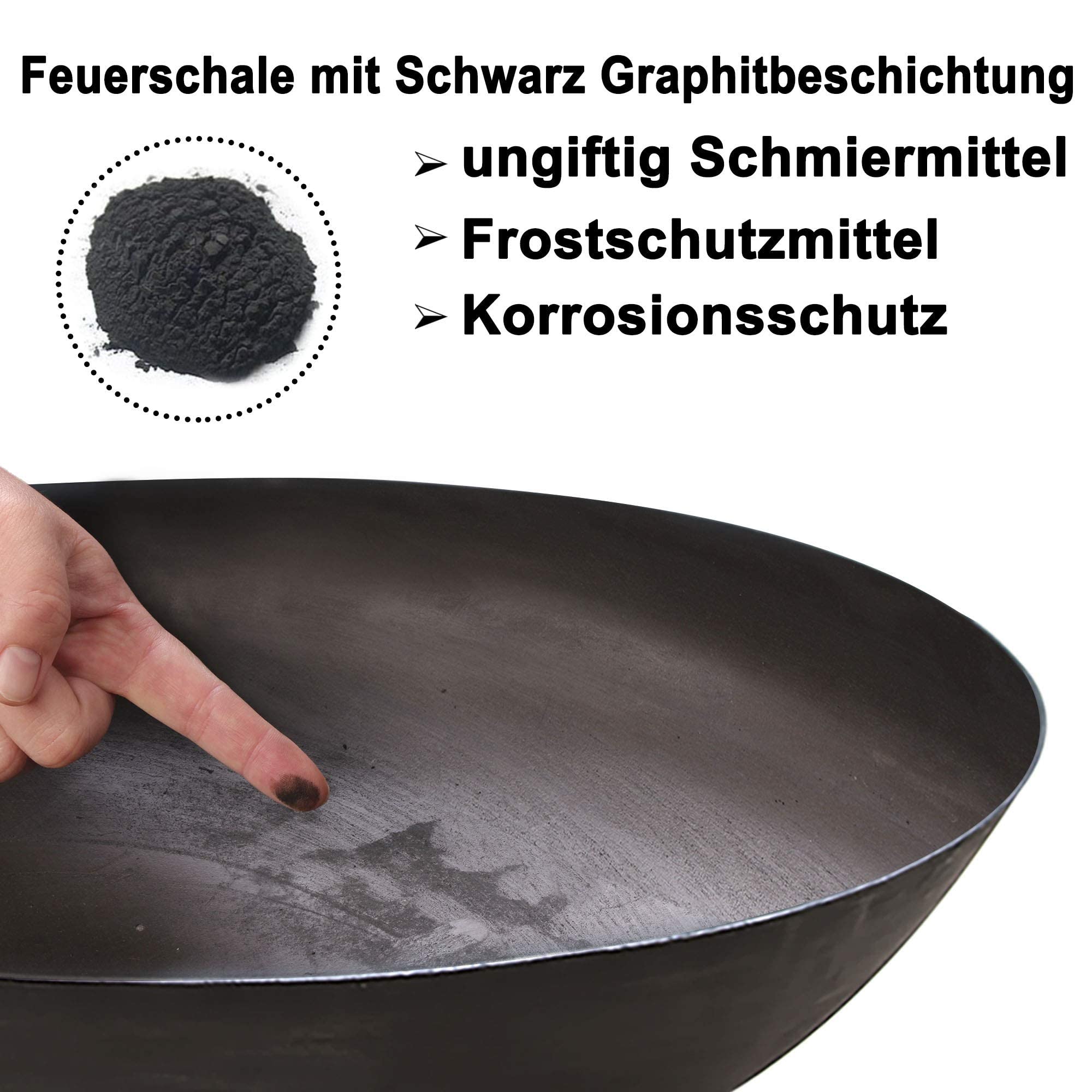 Köhko Feuerschale Marbela-XL 55x55x23 cm Stahl 3 Füße Grillabend Gartefeuer BBQ Camping