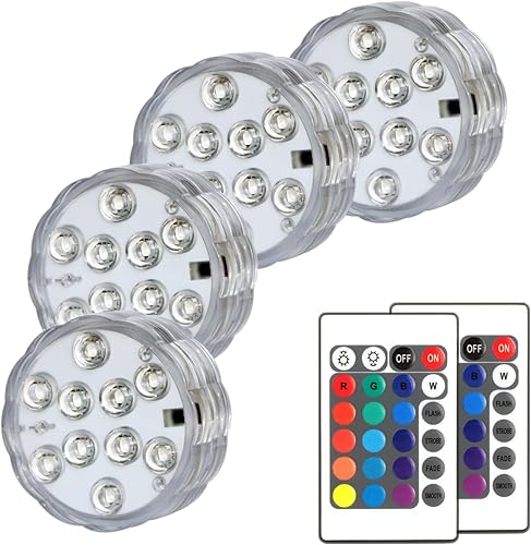 Luces LED sumergibles con control remoto, que cambian de color, funciona con pilas, luces LED de Navidad para decoración de Navidad en interiores y