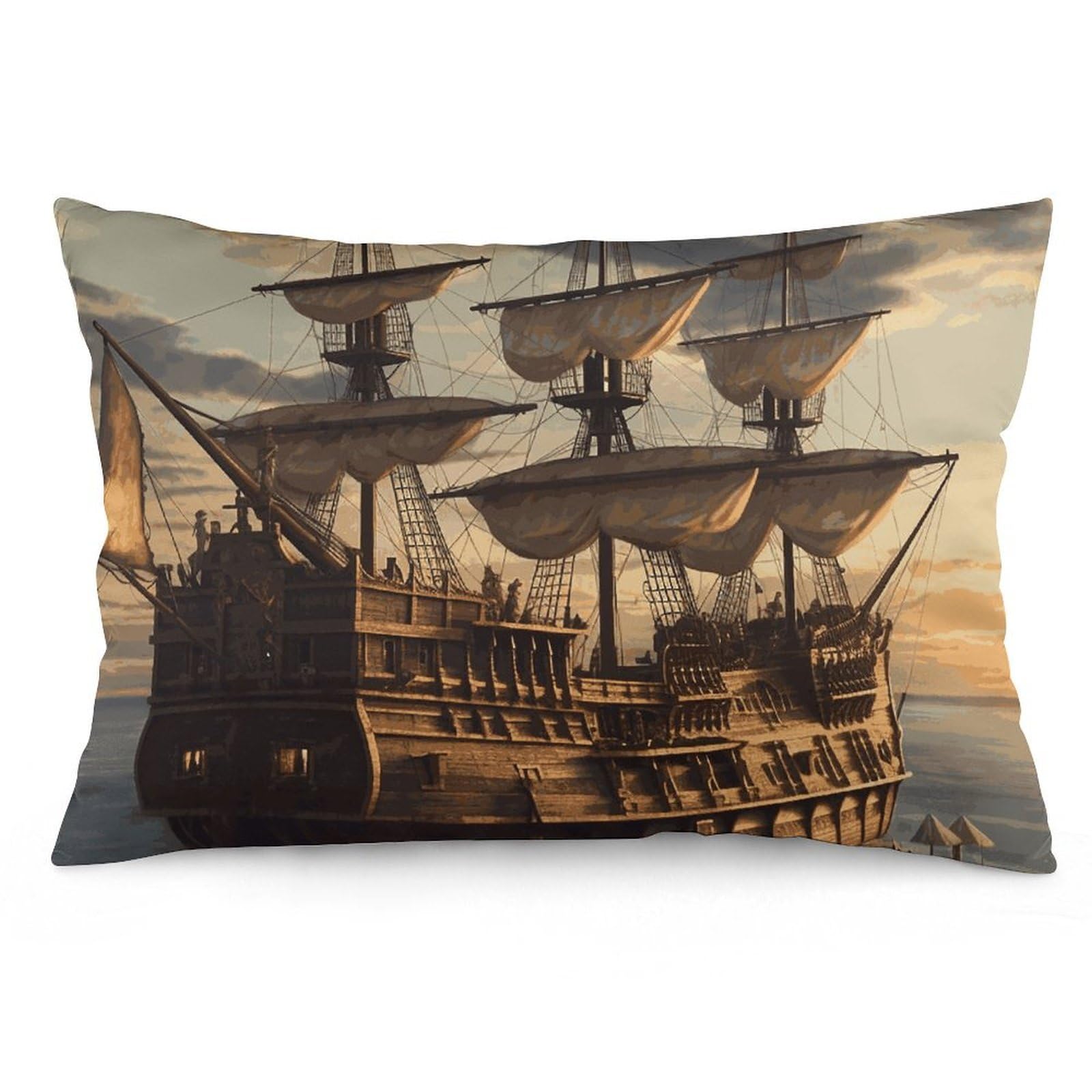 2 Pack Pillow Cases for Hair and Skin, Soft Breathable Pillow Case Covers with Hidden Zipper, Fantasy Pirate Ship Pillowcase 12 "x20 Pillow Covers for Sleeping Gift