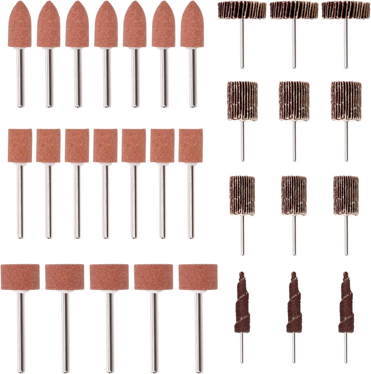 Mardatt 54Pcs Grinding Stone Set with 1/8" Shank for Rotary Tool, Abrasive Sanding Drill Bit and 80 Grit Abrasive Flap Wheel Sander Abrasive Sandpaper Grinding Head Rotary Tool for Rust Removal Metal