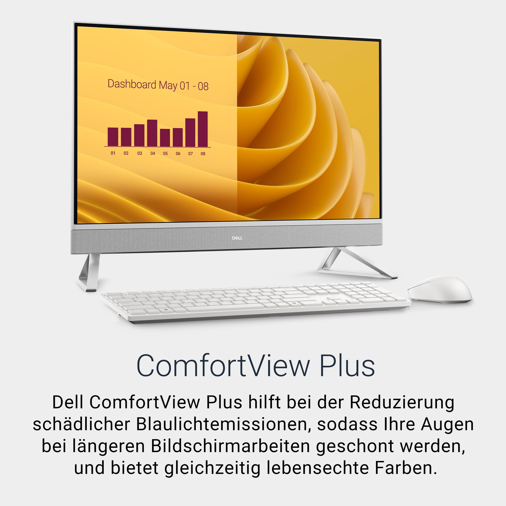 Dell 27 All-in-One Desktop EC27250 – 27" FHD Display, Intel Core 7 Series 1 Prozessor, Intel Grafik, 16 GB RAM, 1 TB SSD, Windows 11 Home, QWERTZ Dell Pro Wireless Tastatur & Maus – Silber