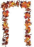DearHouse 2 Pack Fall Garland Maple Leaf, 5.9Ft/Piece 7 Colors Hanging Vine Garland Artificial Autumn Foliage Garland Thanksgiving Decor for Home Wedding Fireplace Party Christmas Brown