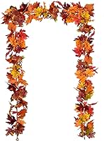 DearHouse 2 Pack Fall Garland Maple Leaf, 5.9Ft/Piece Hanging Vine Garland Artificial Autumn Foliage Garland Thanksgiving Decor for Home Wedding Fireplace Party Christmas (Brown)