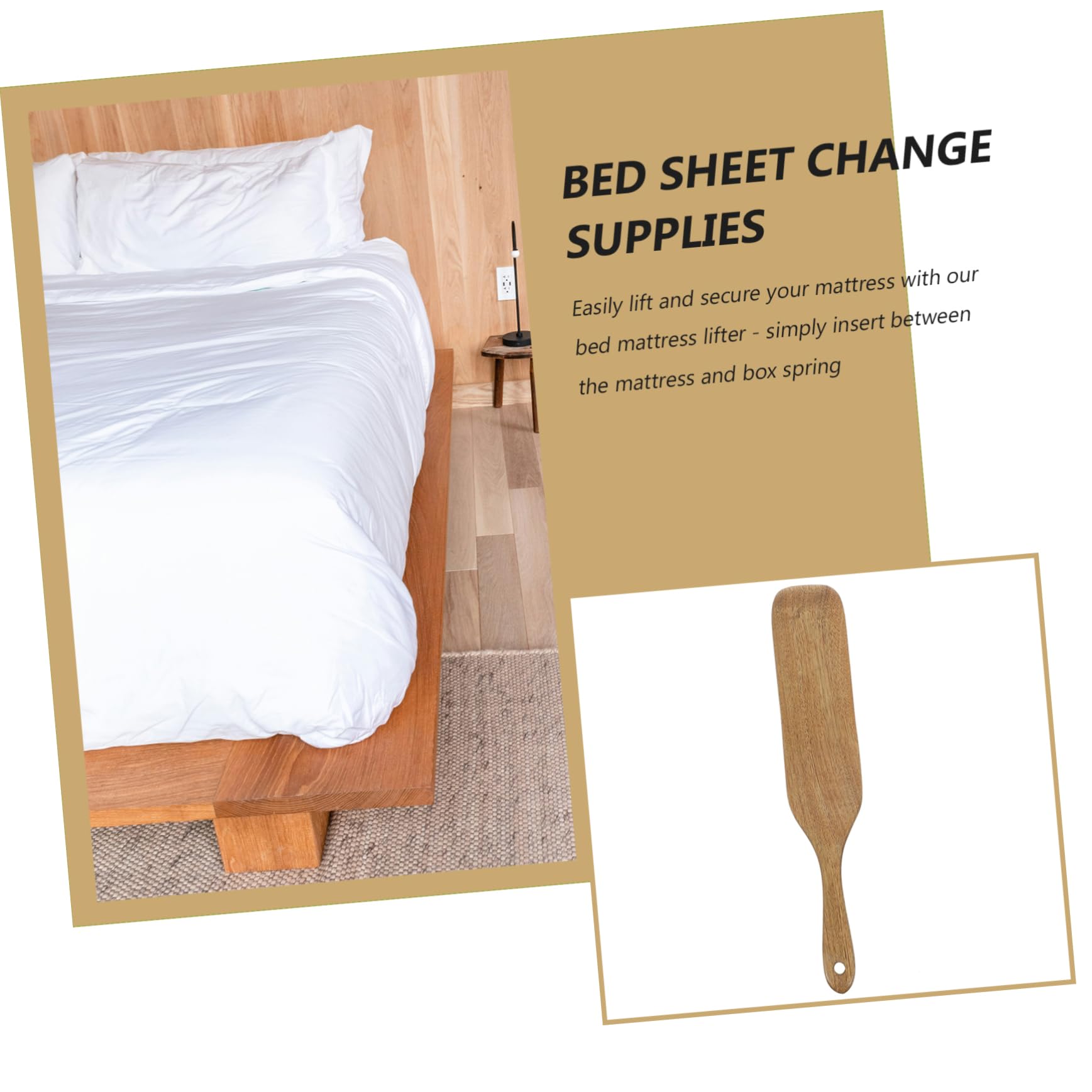 ABOOFAN Easy Bed Sheet Change Tool - Mattress Lifter Tucker Paddle - Under Mattress Riser Elevator - Ergonomic Bed Making Aid - Wood Mattress Lifting Tool for Neat and Quick Bed Sheet