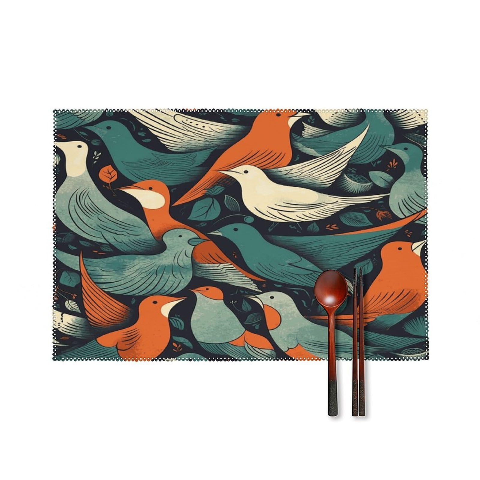 Fodpand Style Flock Of Birds Placemats Set Of 4 Place Mats Table Mats