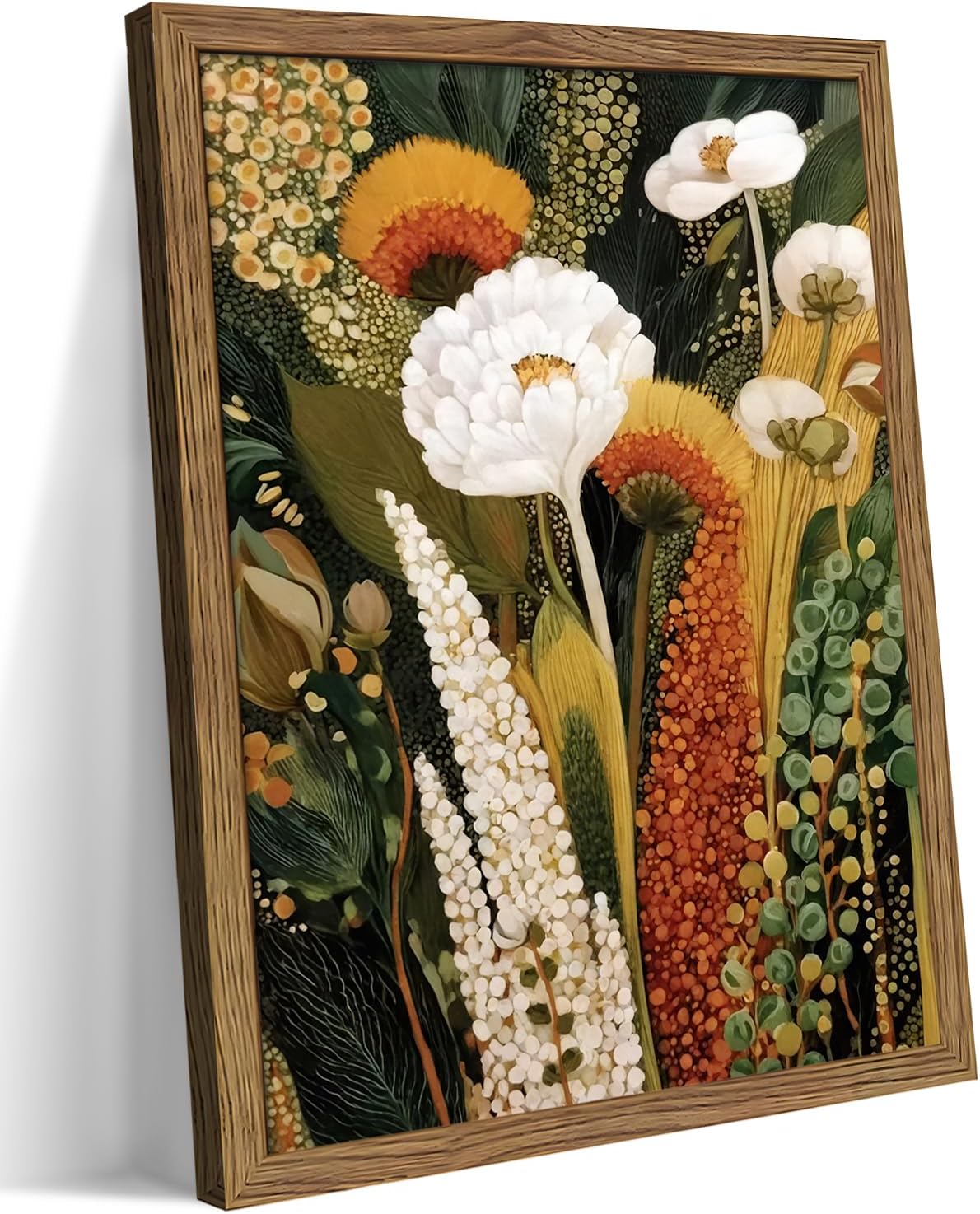 Framed Vintage Botanical Floral Wall Art, Colorful Abstract Flowers Wall Decor Painting, Retro Wildflower Artwork Poster Print Picture for Living Room Bedroom 16x24 Inch