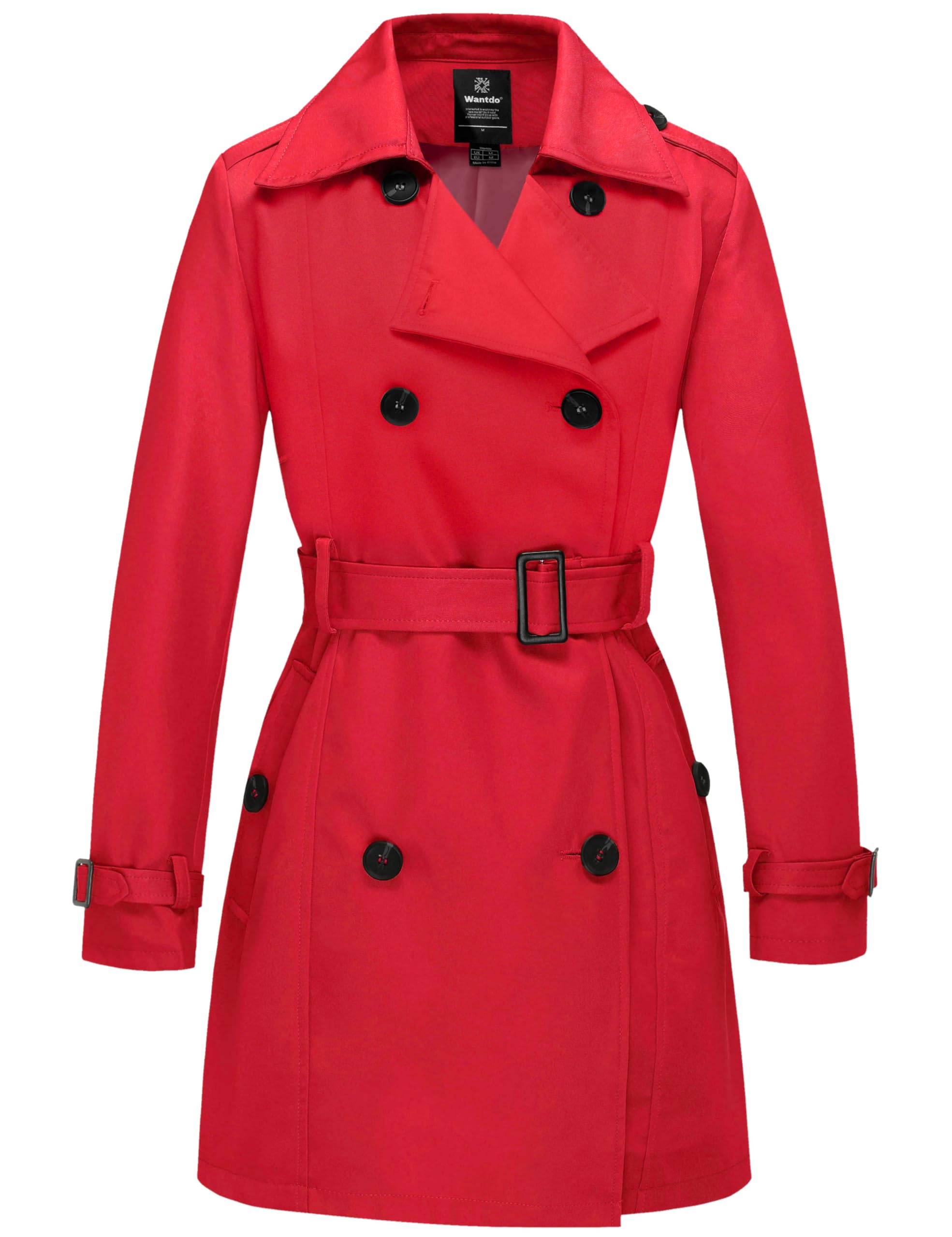 Wantdo Cappotto Primaverile da Donna Doppiopetto Lungo Trench Antivento Idrorepellente Leggera Casuale Giubbotto con Cintura Slim Fit