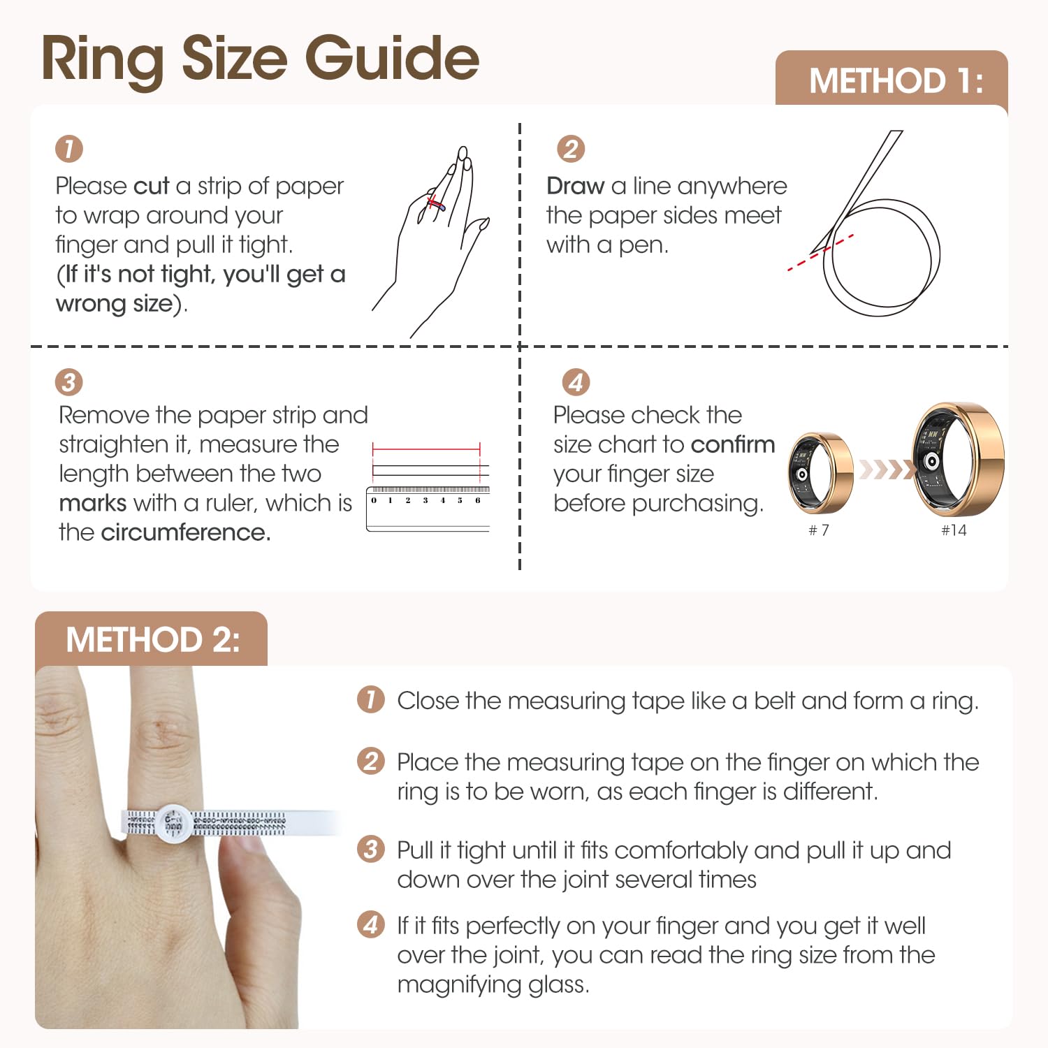 DekeFit Smart Ring Uomo Donna con Custodia di Ricarica, 100 Modalità Sport Contapassi, Frequenza Cardiaca, SpO2, Sonno, Impermeabile IP68, Anello Fitness Activity Tracker Android iOS, Taglia 9, Oro