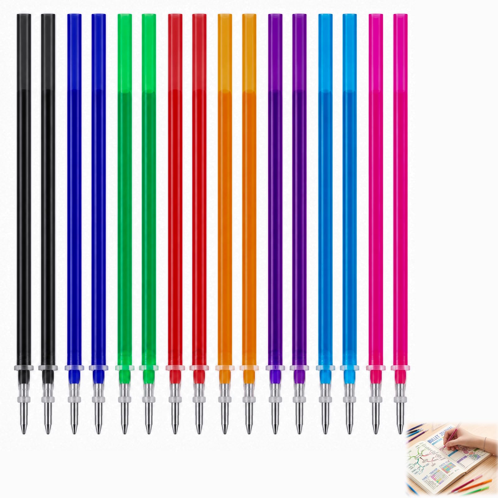 16 Stück Radierbare Ersatzminen 0,7 mm, Gel-Tintenrollermine Kompatibel mit Legami 8 Farben je 2 Stück, Löschbare Tintenroller Minen mit Wärmeempfindlicher Tinte für Schule Studium und Kreativarbeiten