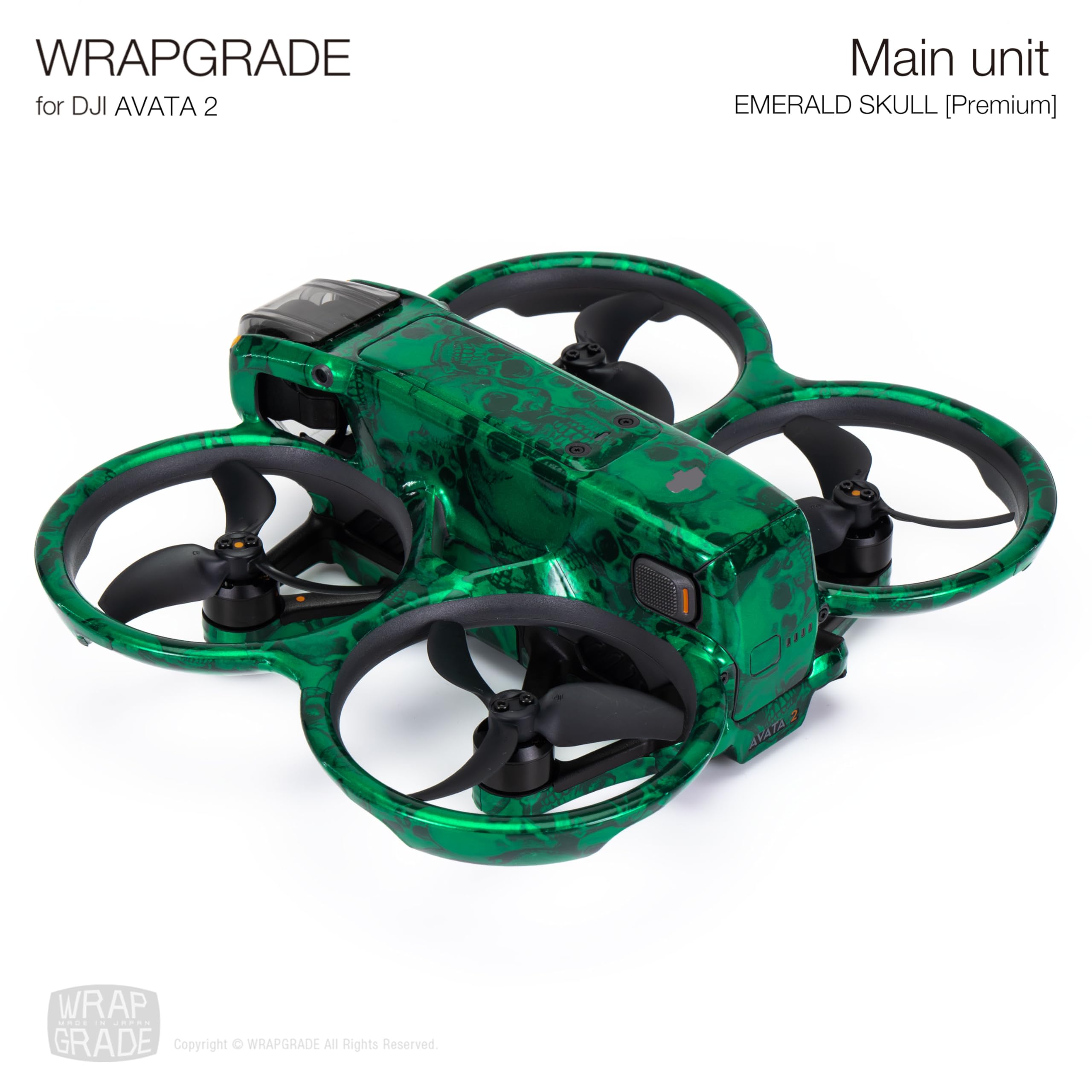 WRAPGRADE Skin Stickers Compatible with DJI Avata 2 (Emerald Skull) - Image 4