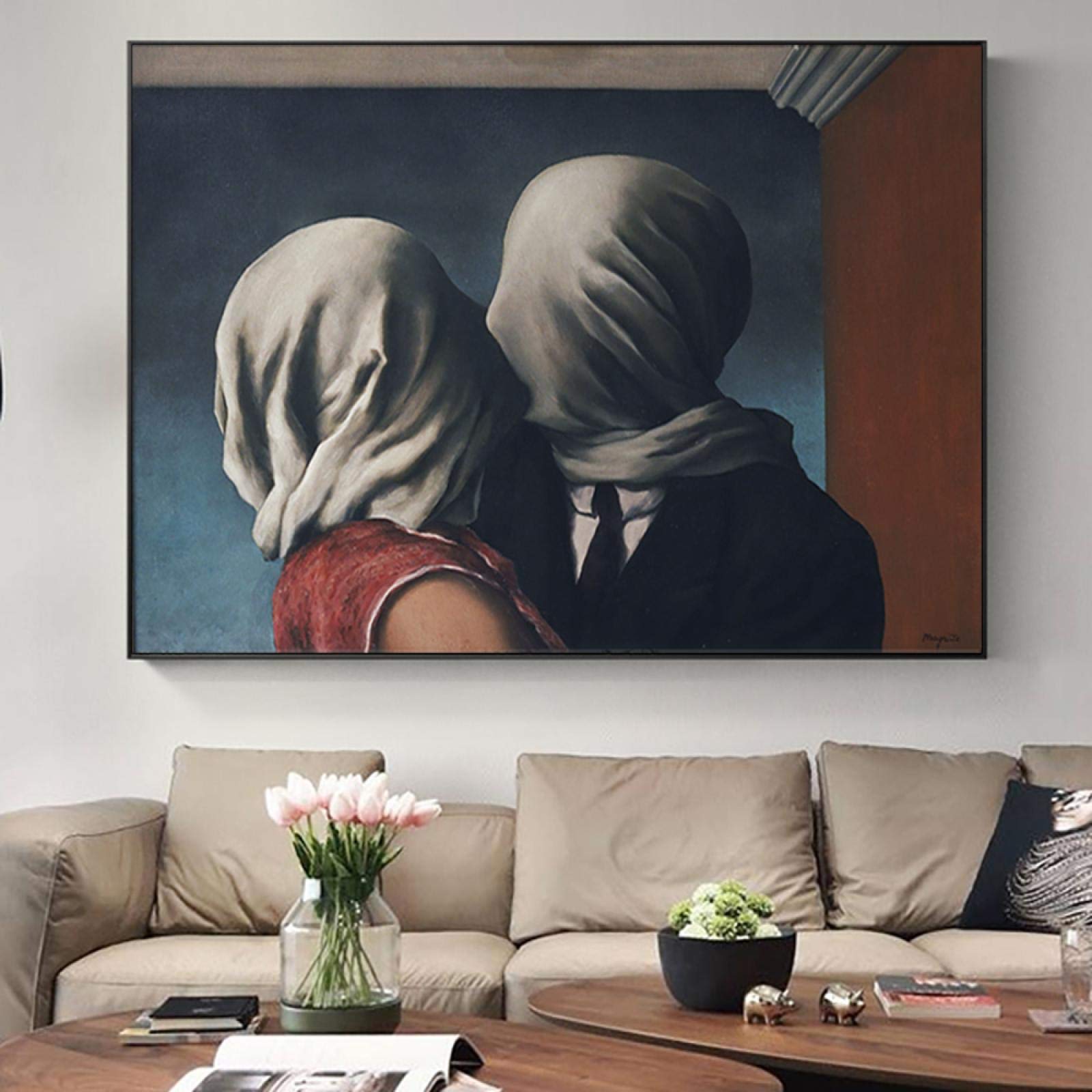 Leju Art Rene Magritte Surrealism Artwork The Secret Lover Canvas Paintings On The Wall Art Picture For Living Room Decoration 40X60cm(16X24in) Frameless Canvas Wall Art Prints