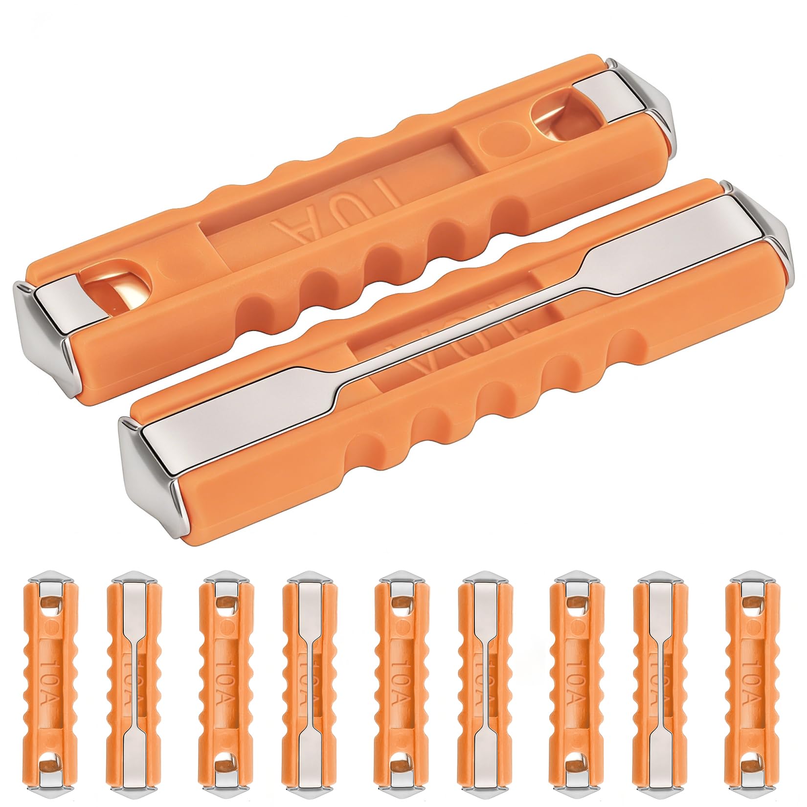 11 Stück Torpedosicherungen, Continental Sicherungen, Torpedo Auto Sicherungen für europäische Fahrzeuge Oldtimer Autos - 10A Schmelzsicherung Orange