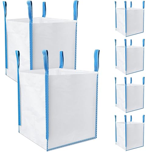 Miniatura 1 de FIBC - Bolsa de basura resistente para contratistas de 200 galones, bolsa a granel de polipropileno blanco tejido grande para construcción de