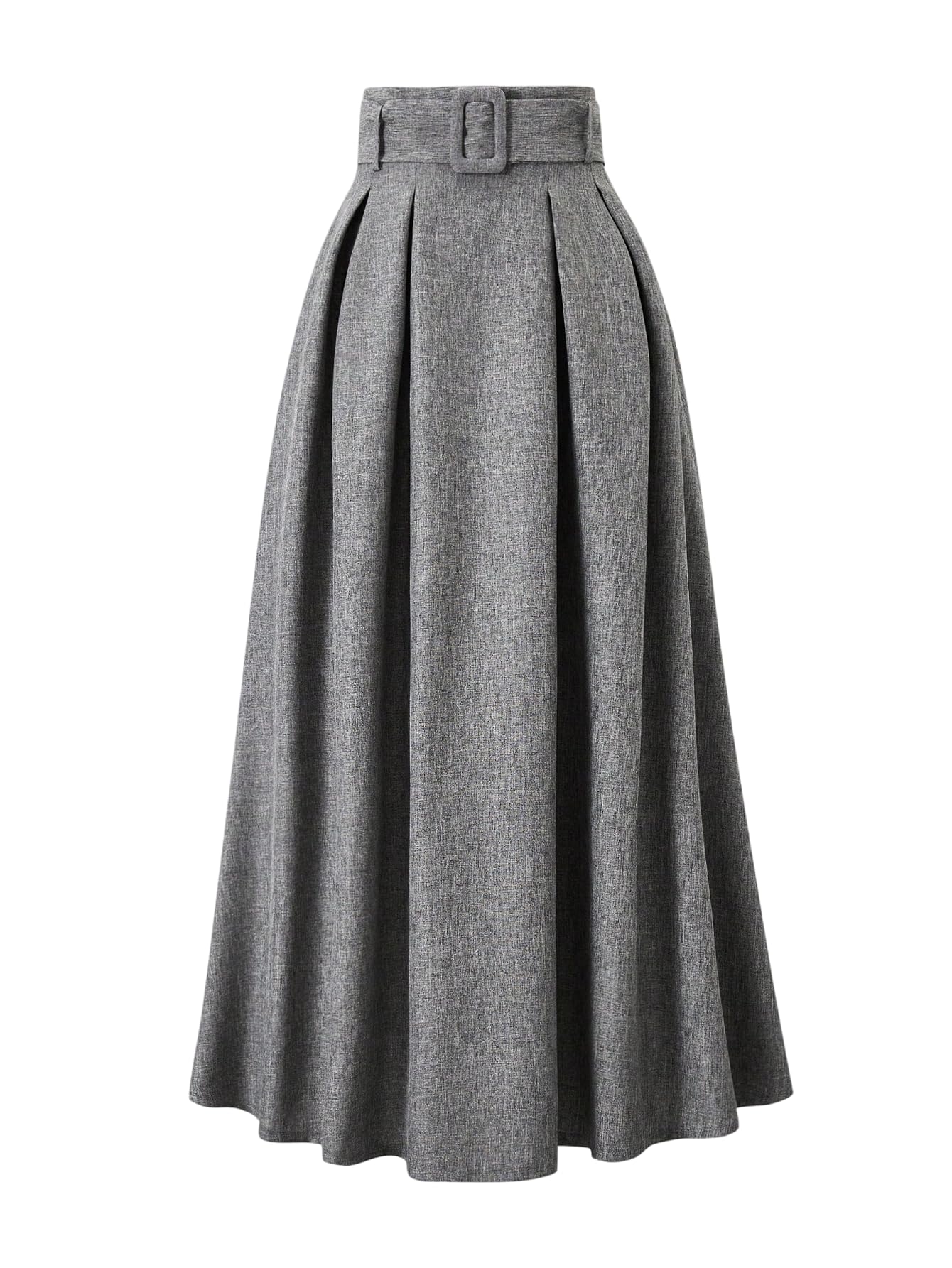 SOLY HUX Womens High Waisted Elegant Pleated Long Skirt A Line Belted Swing Fall Office Skirts