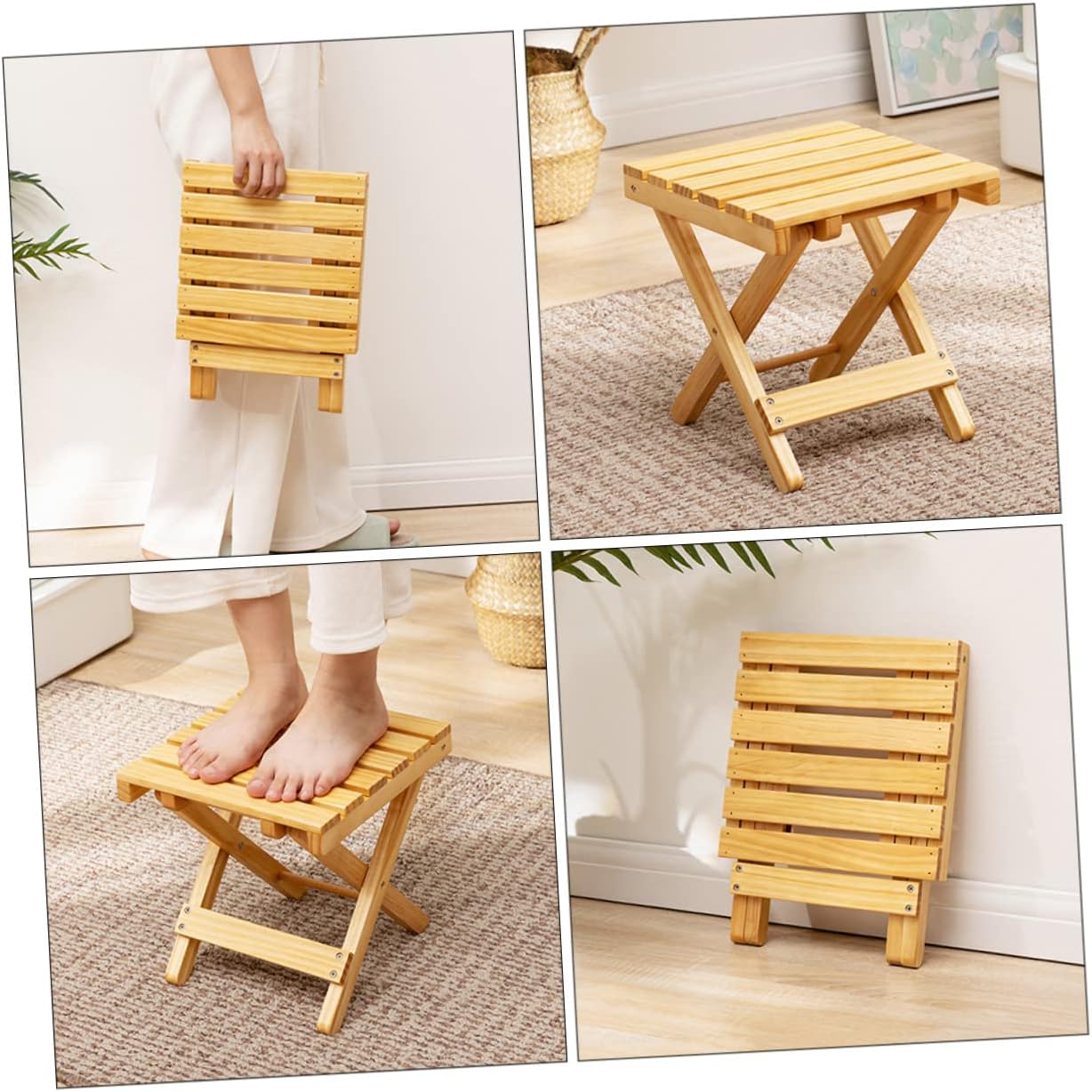 Mobestech Wooden Folding Table for Outdoor Use Portable Square Side Table Compact Acacia Wood Design for Picnics Beach and Garden Parties