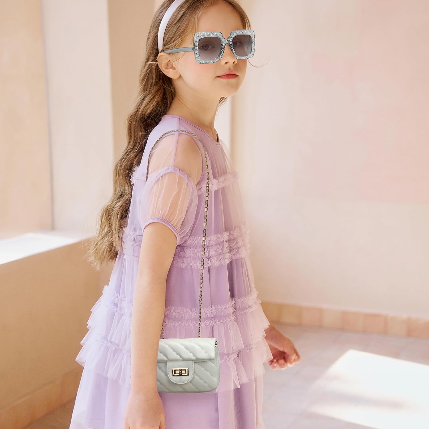 Kids Purse for Little Girls,Toddler Shoulder Bag Crossbody Bag Princess Handbag, Girls Purse with Sunglasses - Image 2