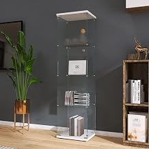 4-Shelf Glass Display Cabinet,Floor Standing Glass Curio Cabinets Bookshelf with Door&Locks,Toys Display Case Trophy Display Case,for Living Room,Kitchen,Bedroom,Exhibition Hall White