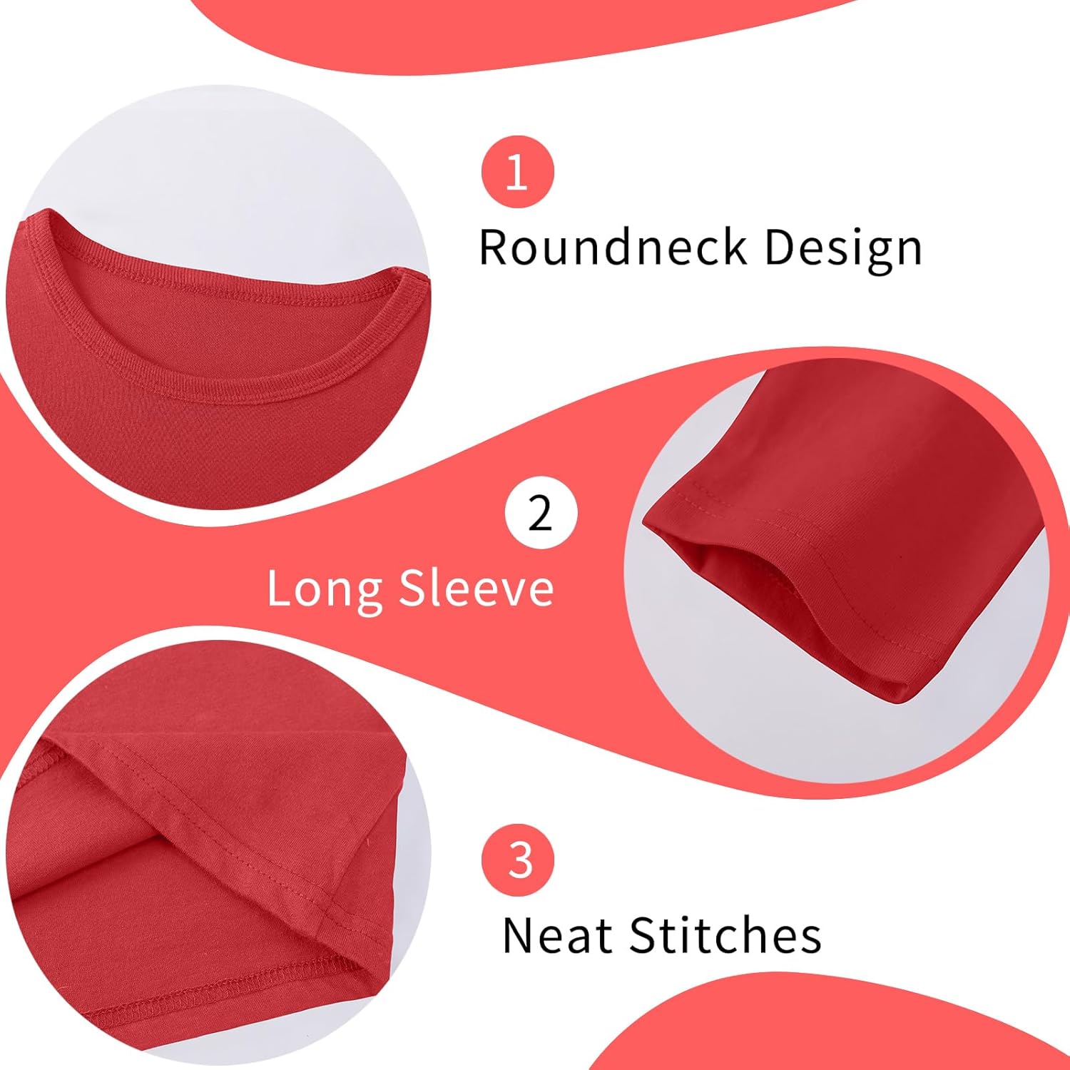 Cotton Boys Kids Tee Shirt Long Sleeve Crewneck Basic T-Shirt Top for Toddlers Youth(Age 2-14) - Image 4