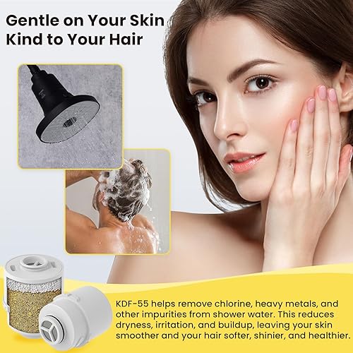 Miniatura 5 de Ryamen Cabezal de ducha filtrado, cabezal de ducha de lluvia con filtro, cabezal de ducha de alta presión para agua dura, ELIMINACIÓN del 99% de