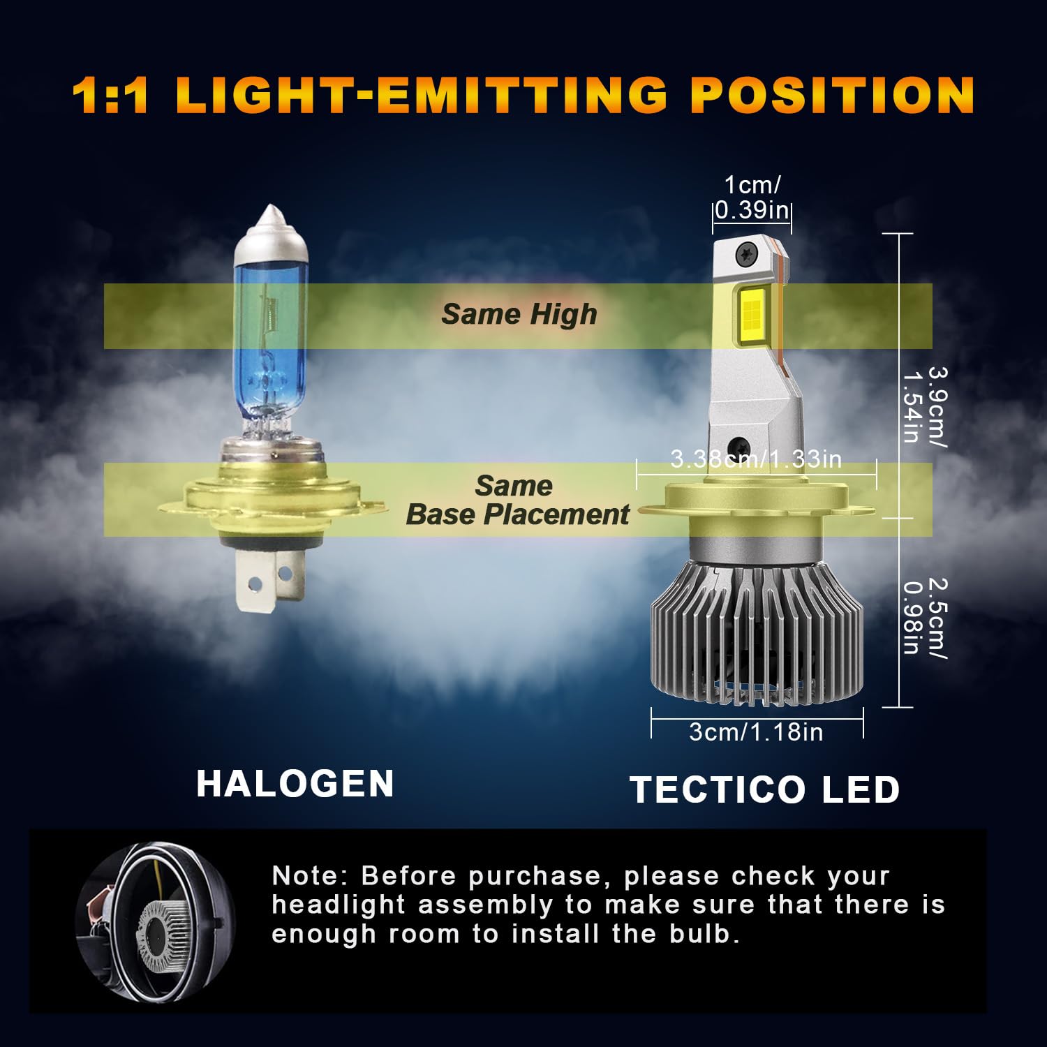 TECTICO LED H7 H18 Lampadine Fari Fendinebbia 12V 80W 12000LM Ultra Luce 6000K Bianco Freddo Canbus Kit di Aggiornamento Auto Perfetto, 2 Lampade