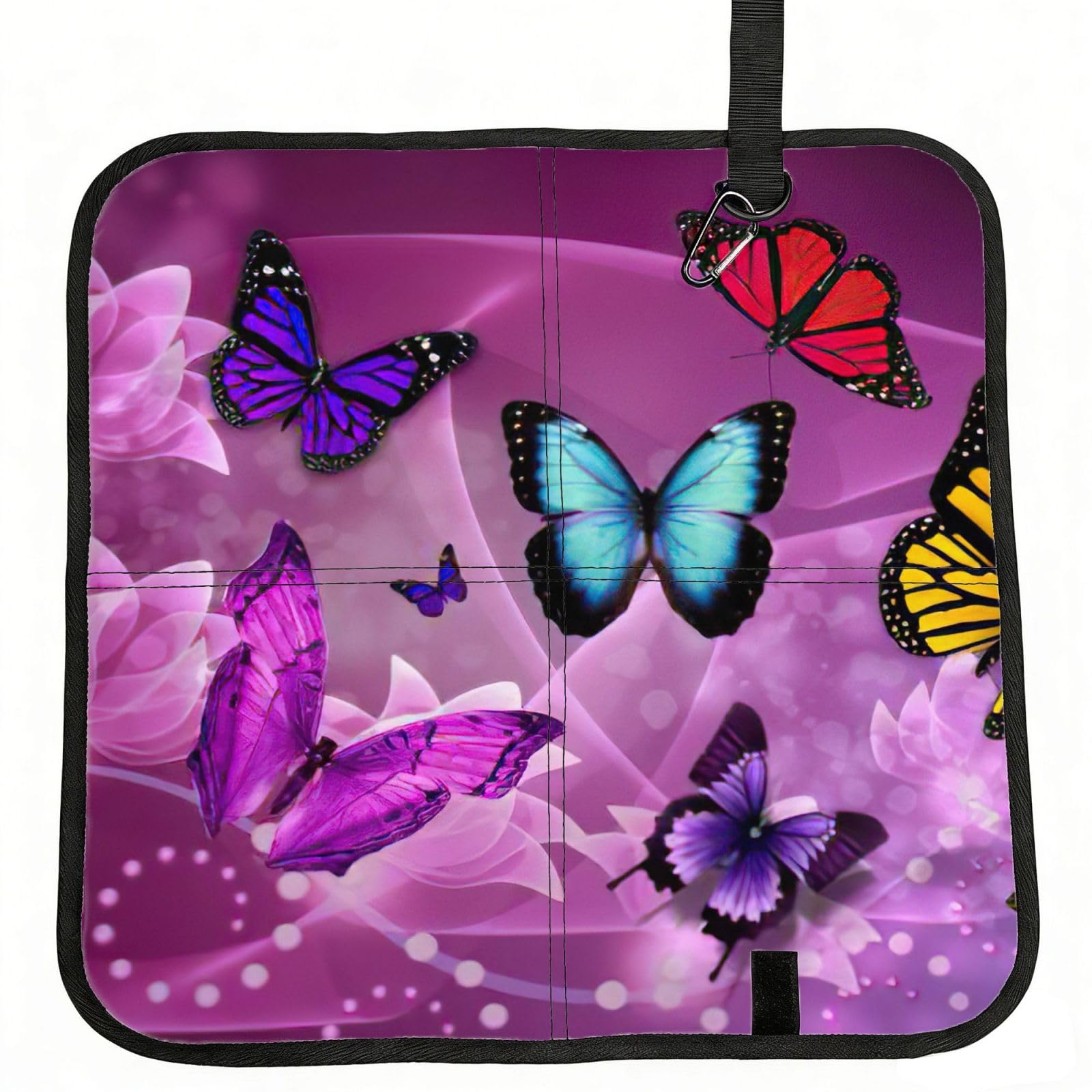 bghdfa Purple Butterflies Print Outdoor Sitting Mat Waterproof Oxford Cloth Seat Cushion Folding Foam Camping Seat For Picnic