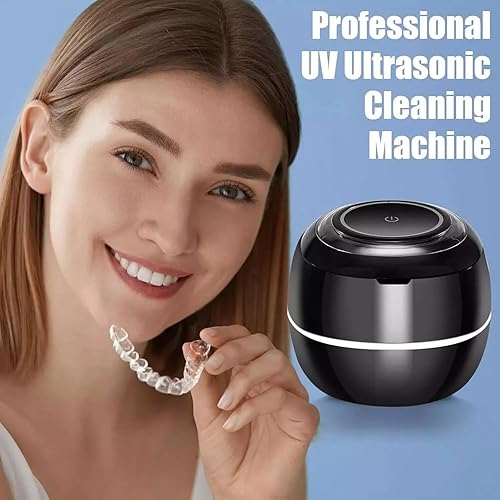 Miniatura 2 de Estuche ultrasónico de limpieza de dentaduras UV, máquina limpiadora ultrasónica mejorada, máquina limpiadora de retenedores para guardias